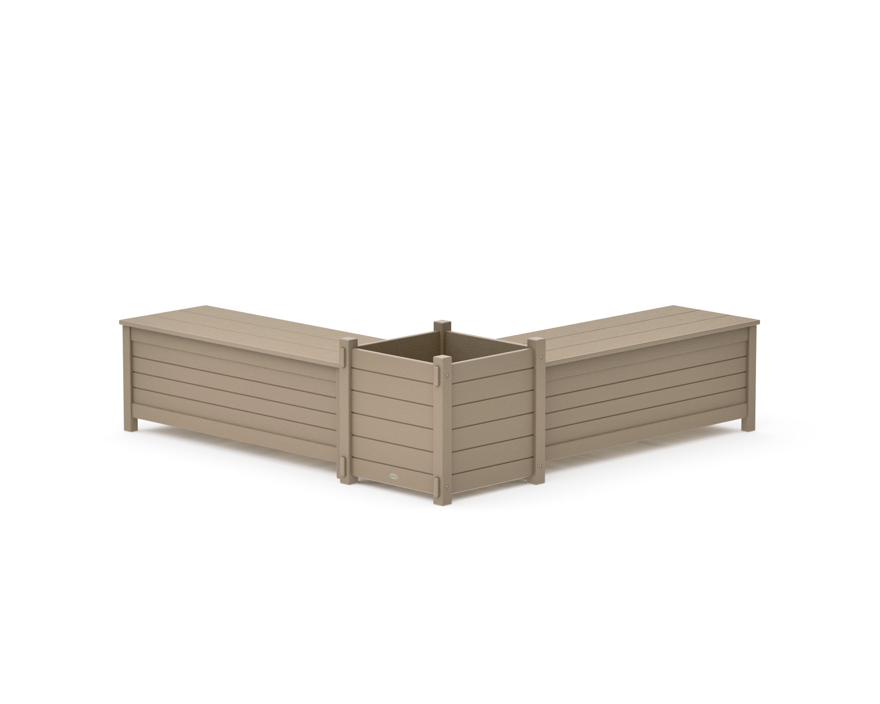 48" Nautical L- Shaped Planter Storage Bench Set- Large in Vintage Sahara
