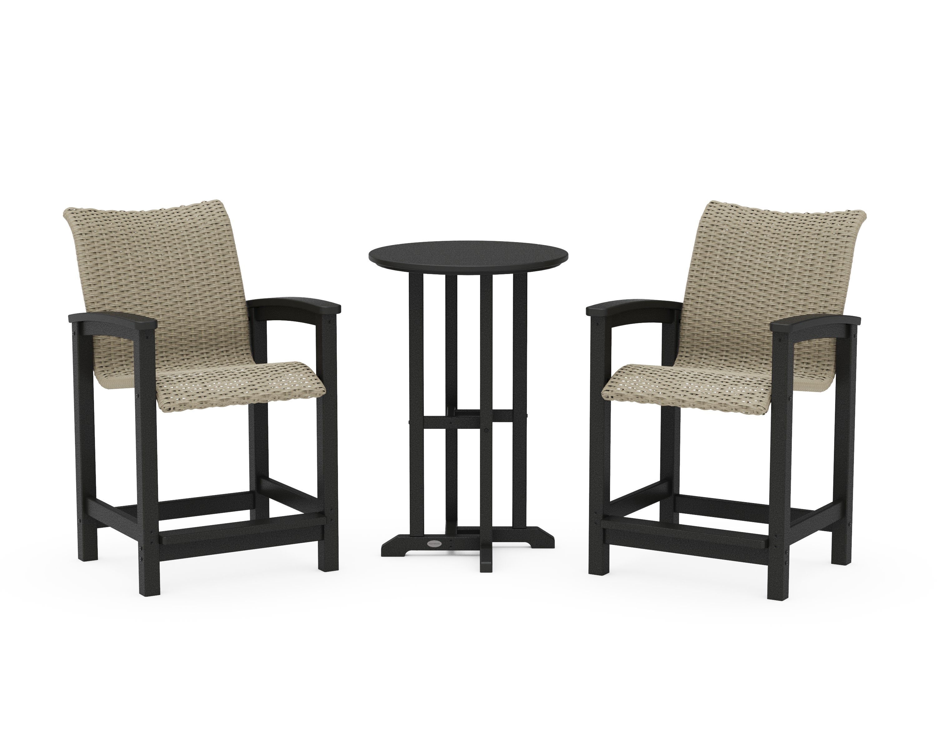 Coastal Woven 3-Piece Farmhouse Counter Set in Black / Dune Grass