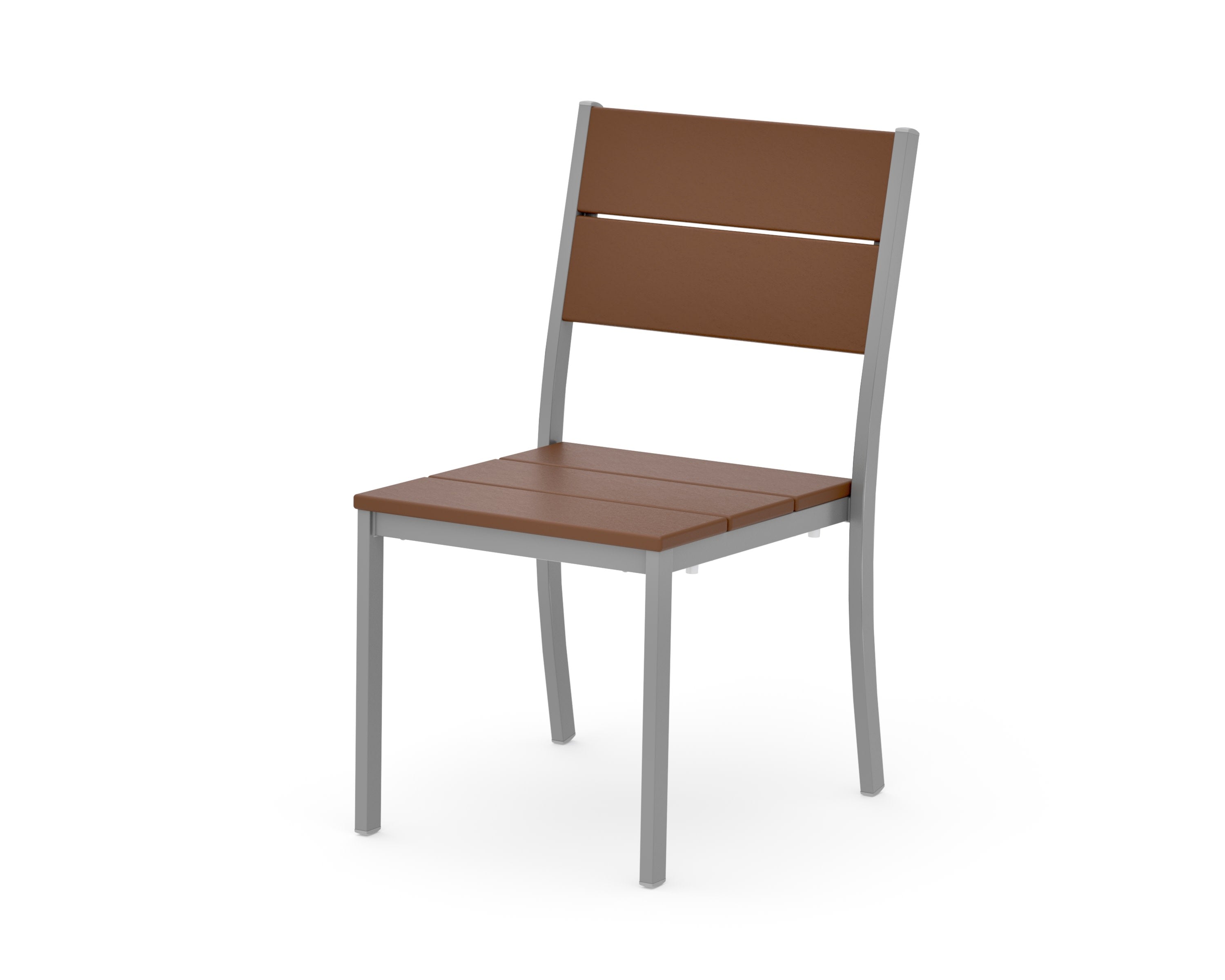 Main Street Stacking Dining Side Chair in Silver / Teak