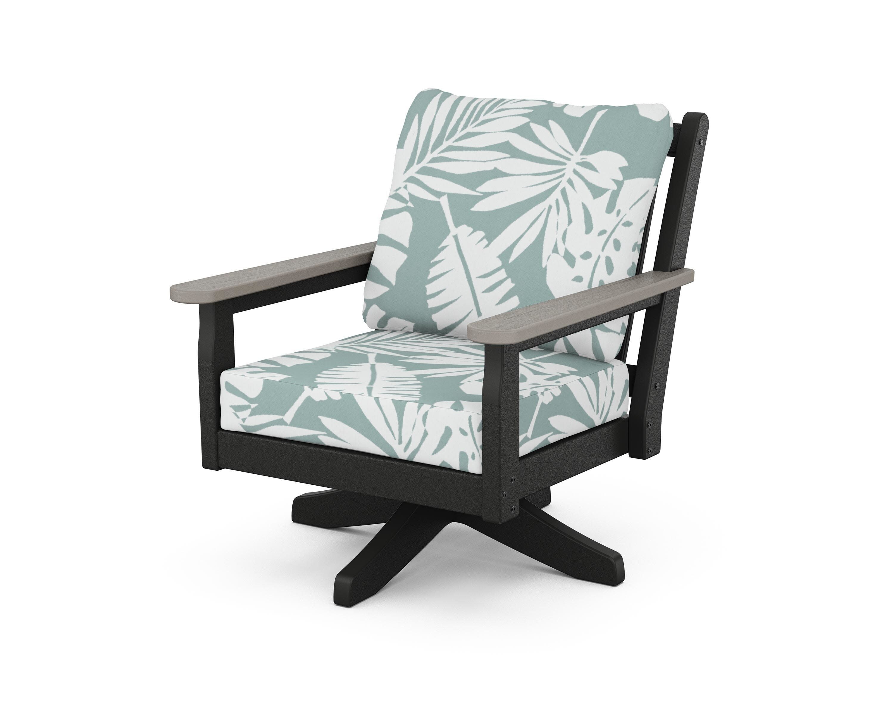 Chippendale Deep Seating Swivel Chair in Black / Driftwood / Leaf Glacier Spa