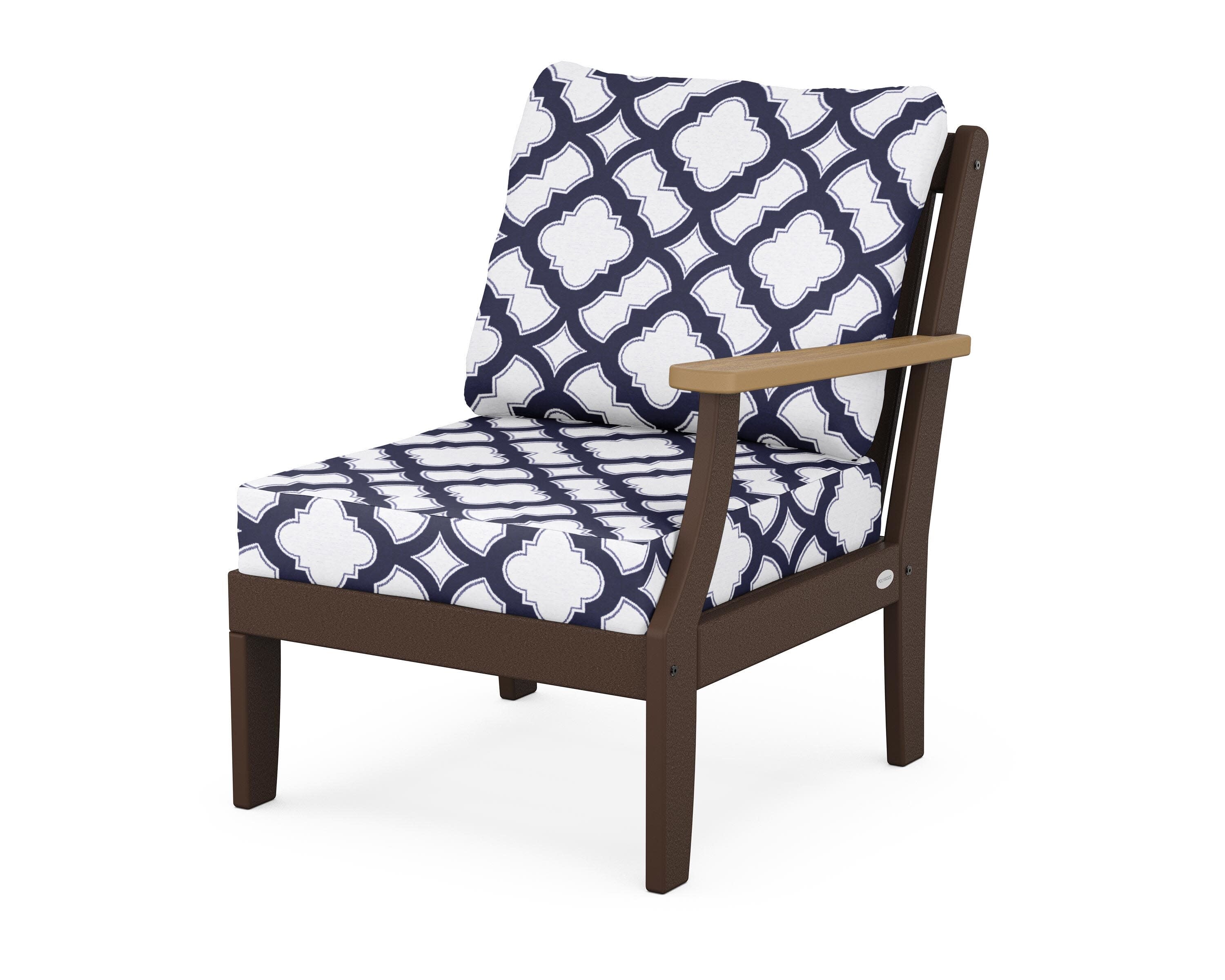Braxton Modular Right Arm Chair in Mahogany / Natural / Trellis Navy