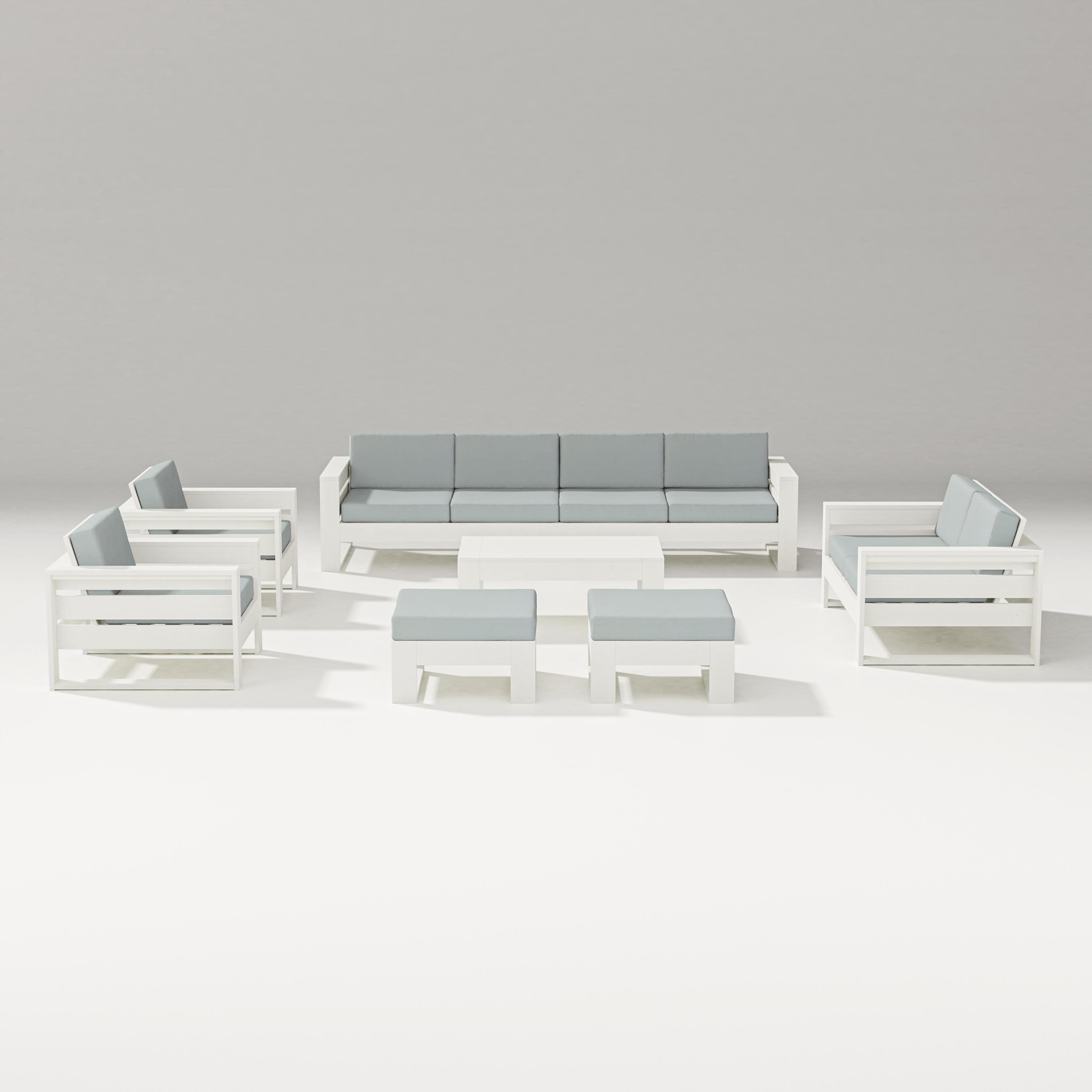 Latitude 8-Piece Lounge Sofa Set in Vintage White / Spa