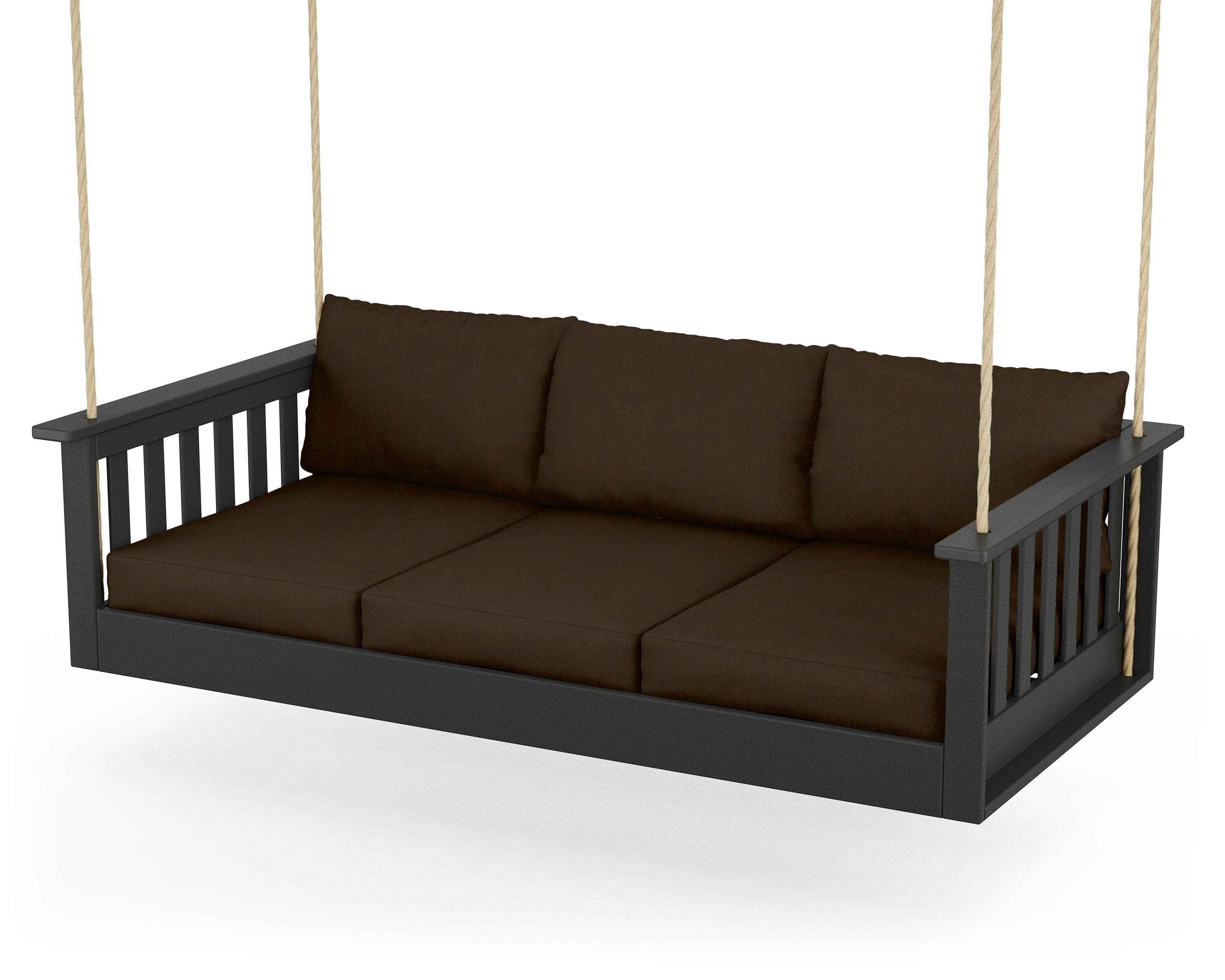 Vineyard Daybed Swing in Black / Canvas Java