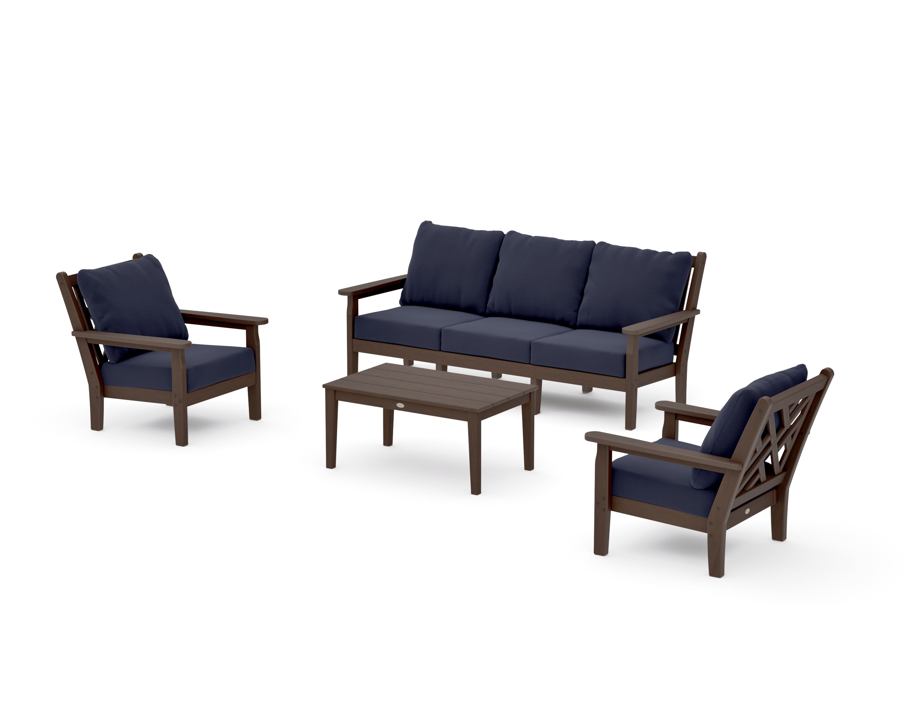 Chippendale 4-Piece Deep Seating Set with Sofa in Kona / Navy Linen