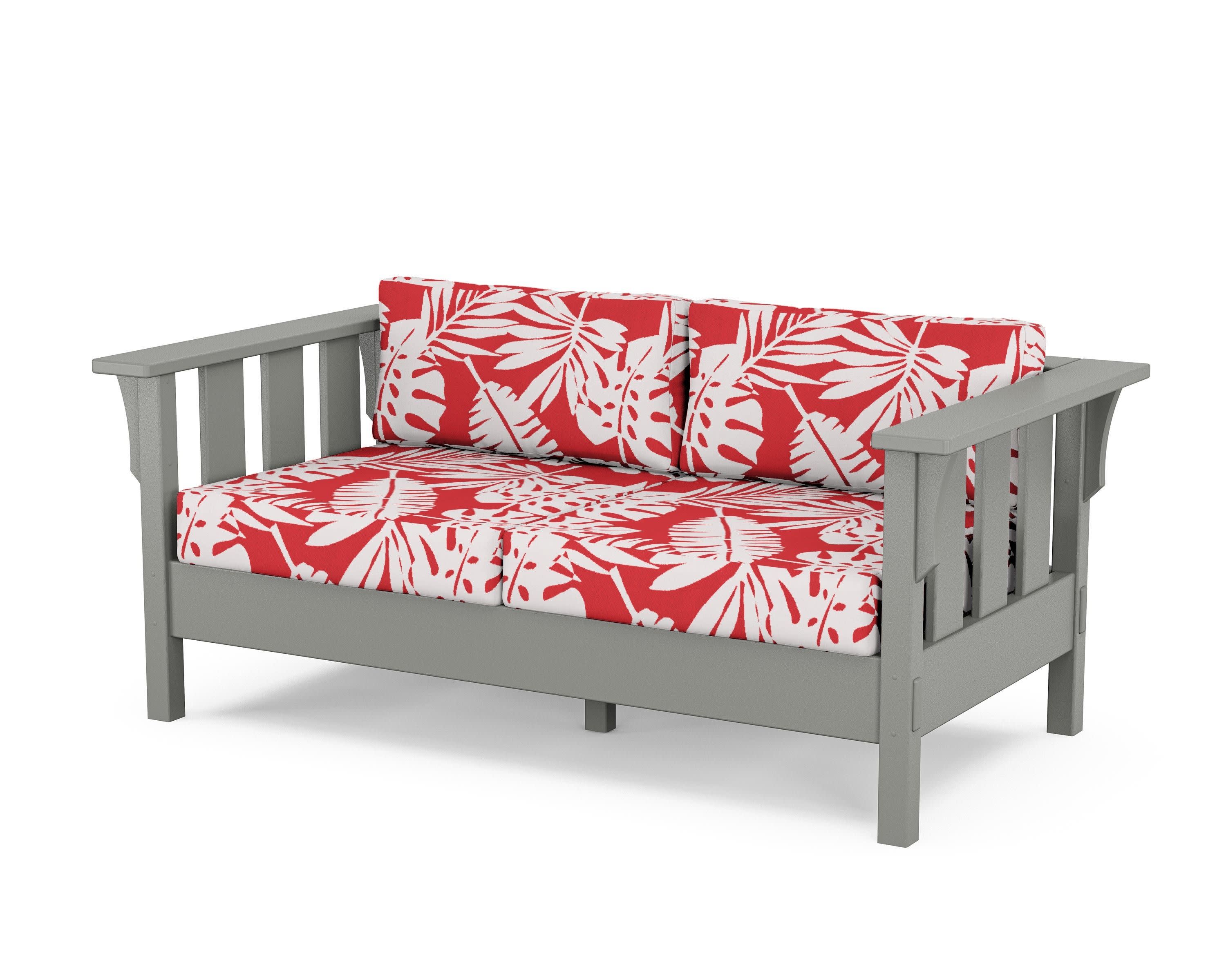 Acadia Deep Seating Loveseat in Slate Grey / Leaf Crimson