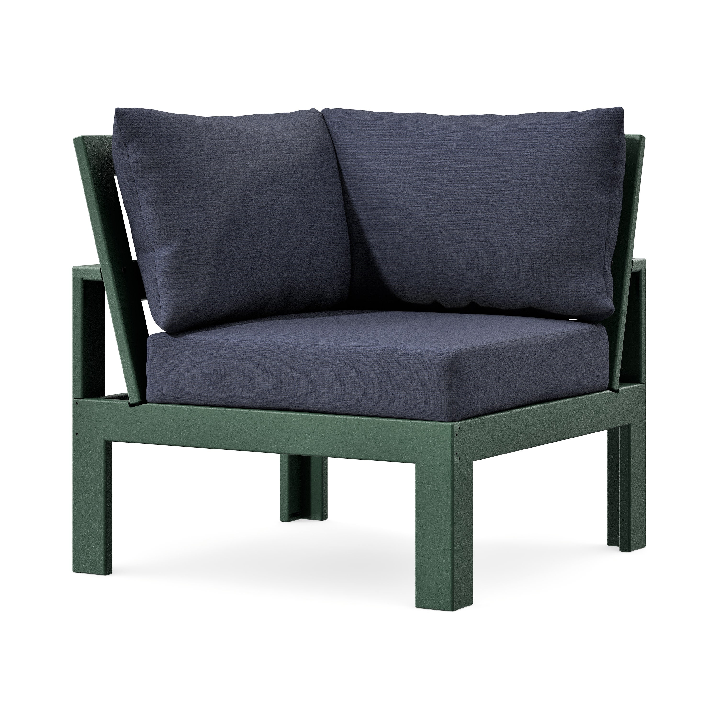 Modular Corner Chair in Green / Navy Linen