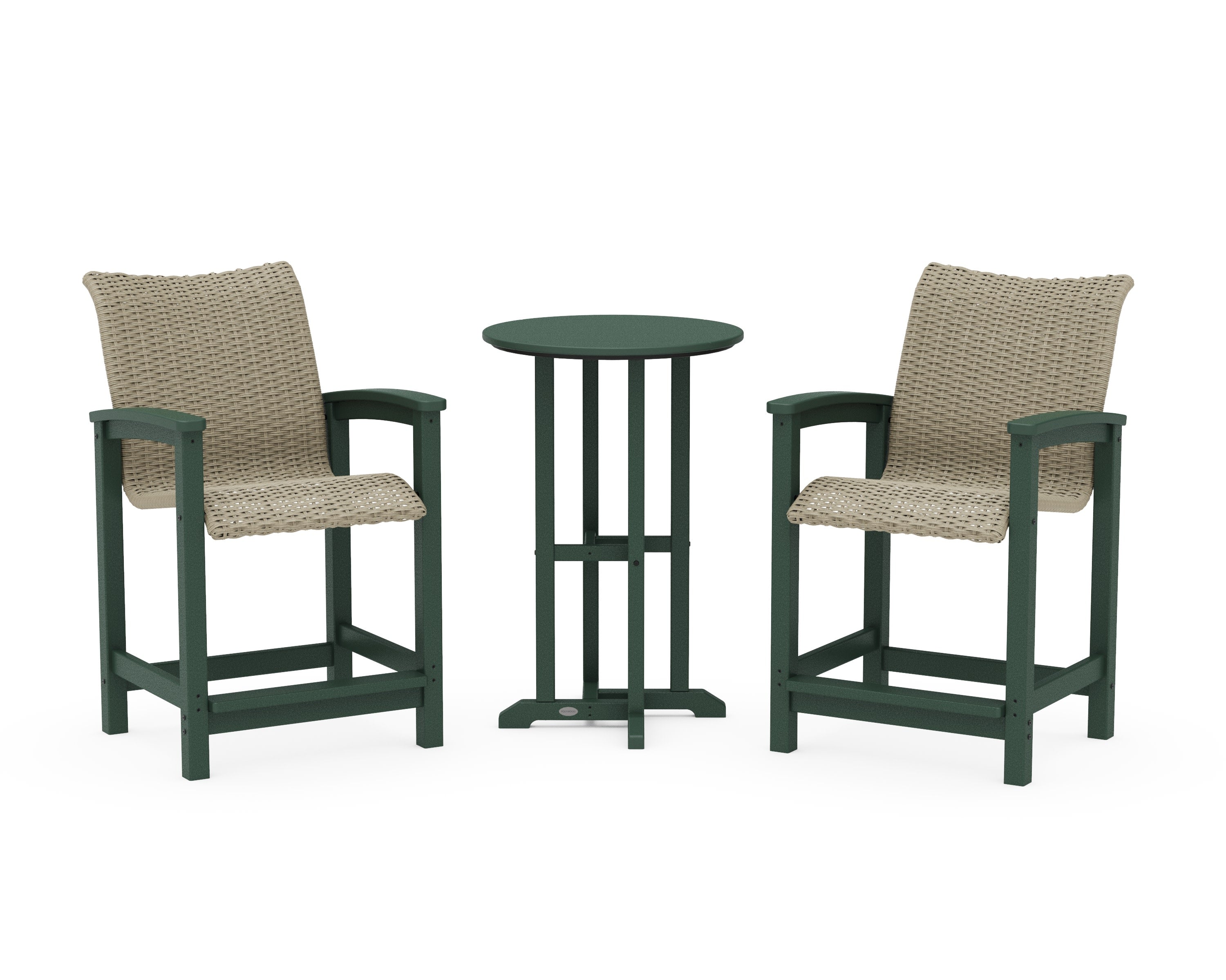 Coastal Woven 3-Piece Farmhouse Counter Set in Green / Dune Grass