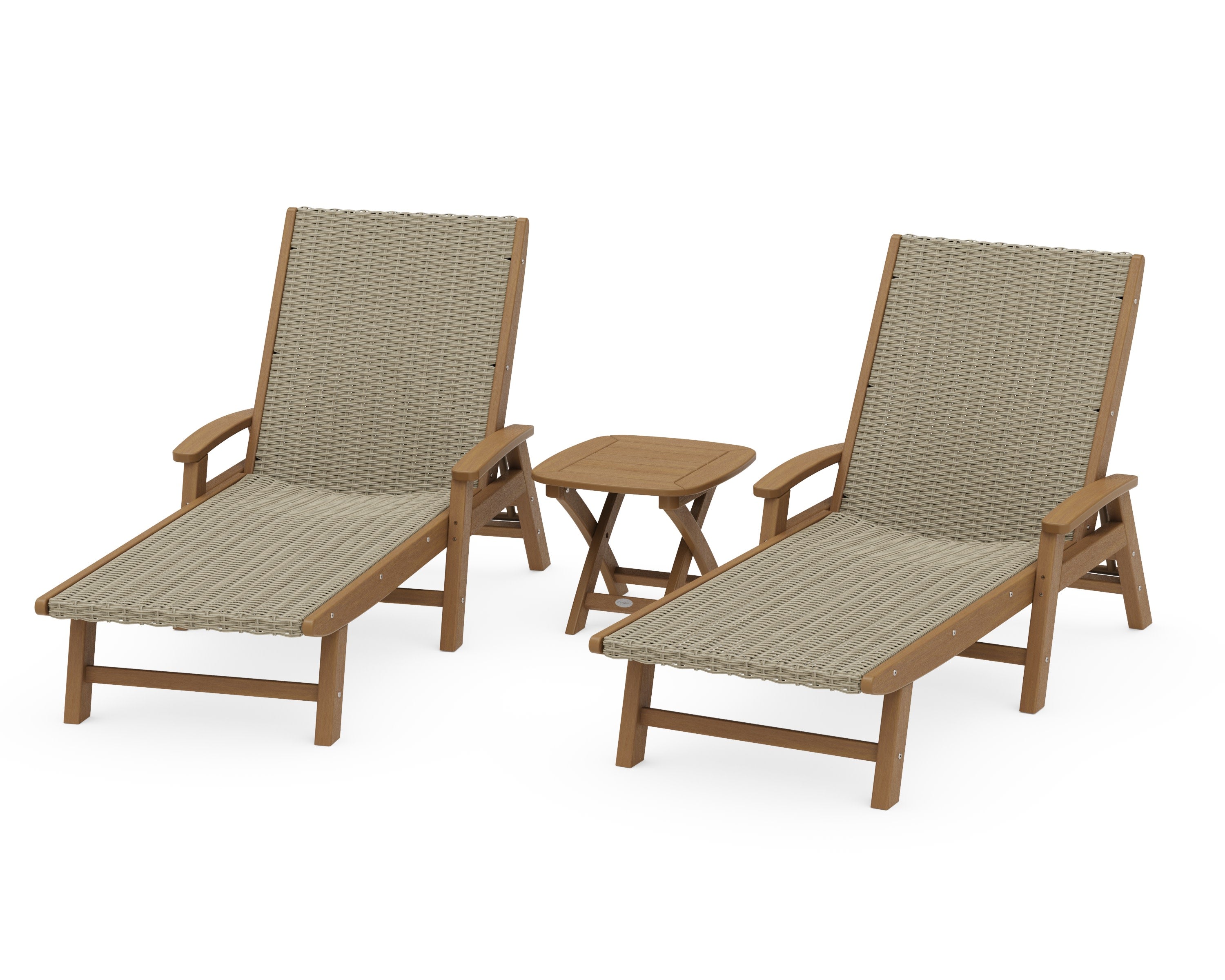 3 - Piece Coastal Woven Chaise with Arms Chaise Lounge Set in Natural / Dune Grass