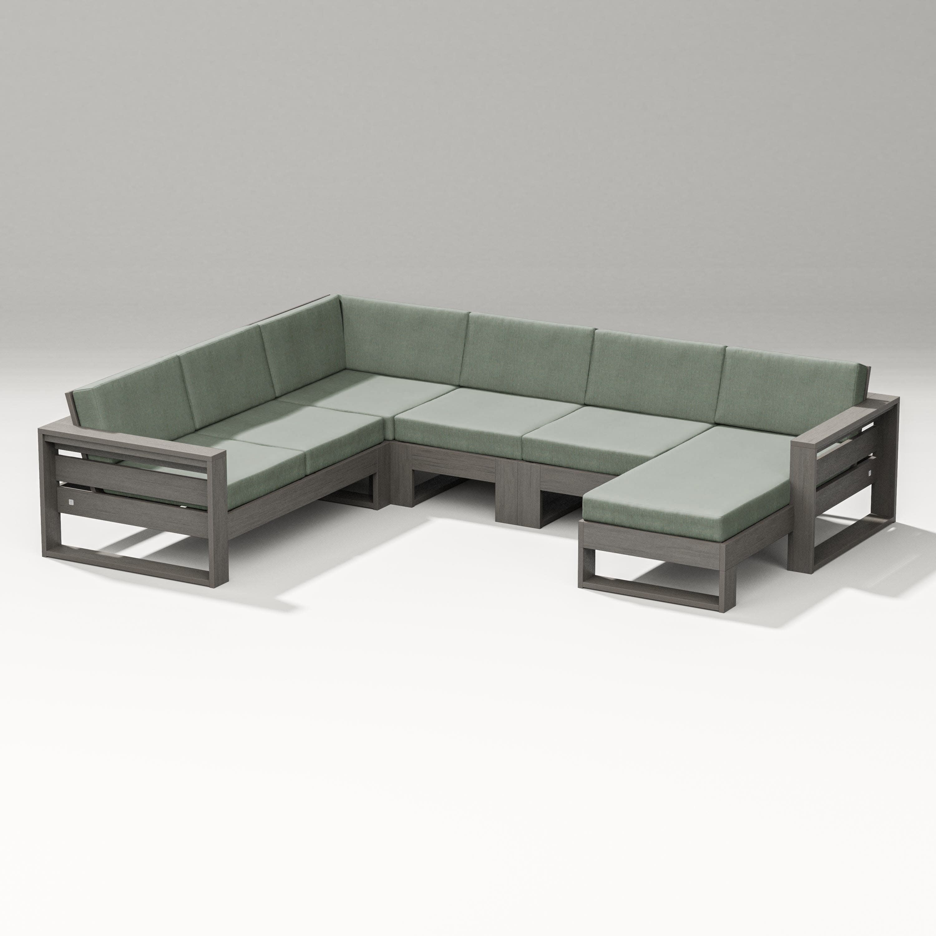 Latitude Corner Sectional with Right Chaise in Driftwood / Cast Sage