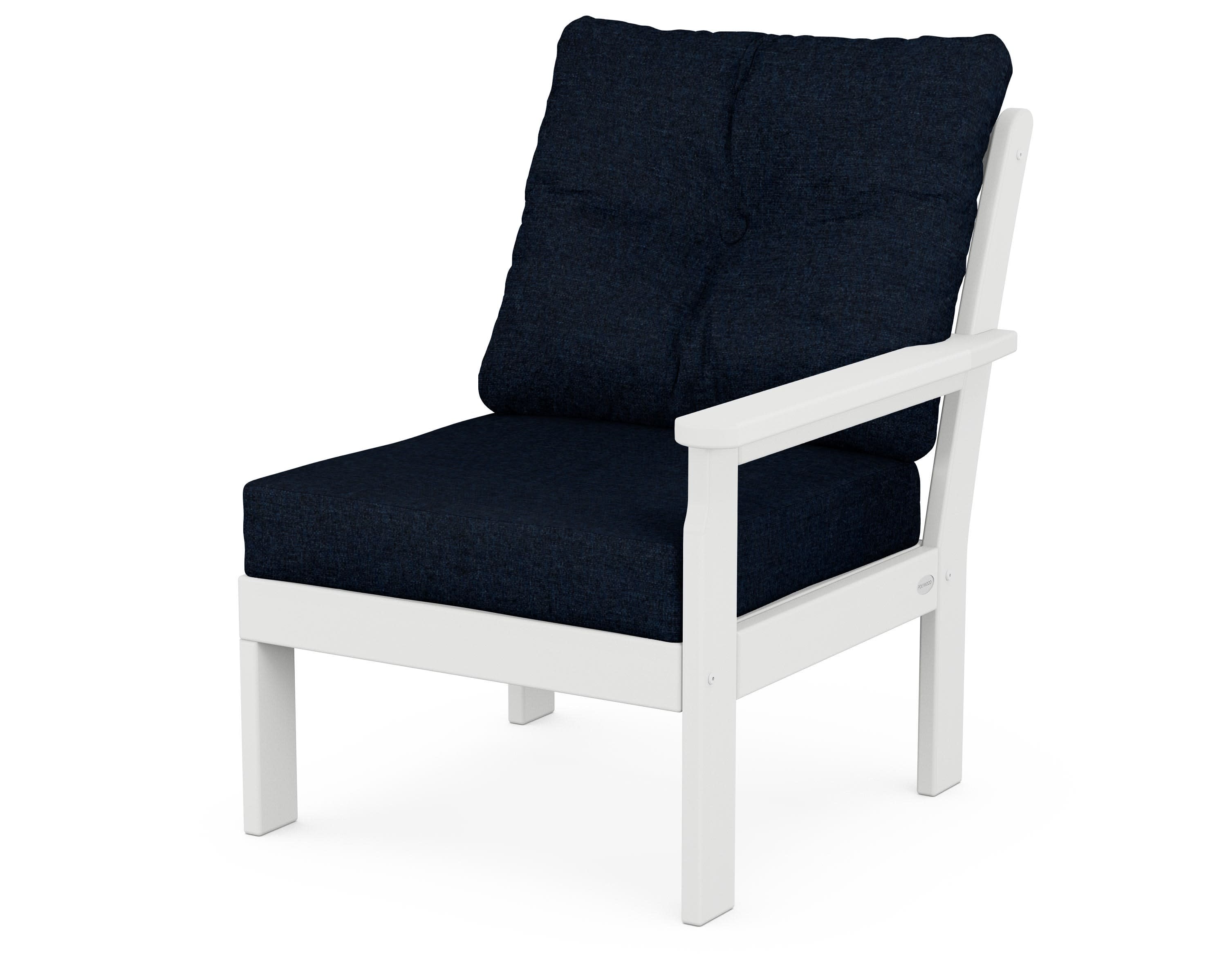 Vineyard Modular Right Arm Chair in White / Marine Indigo