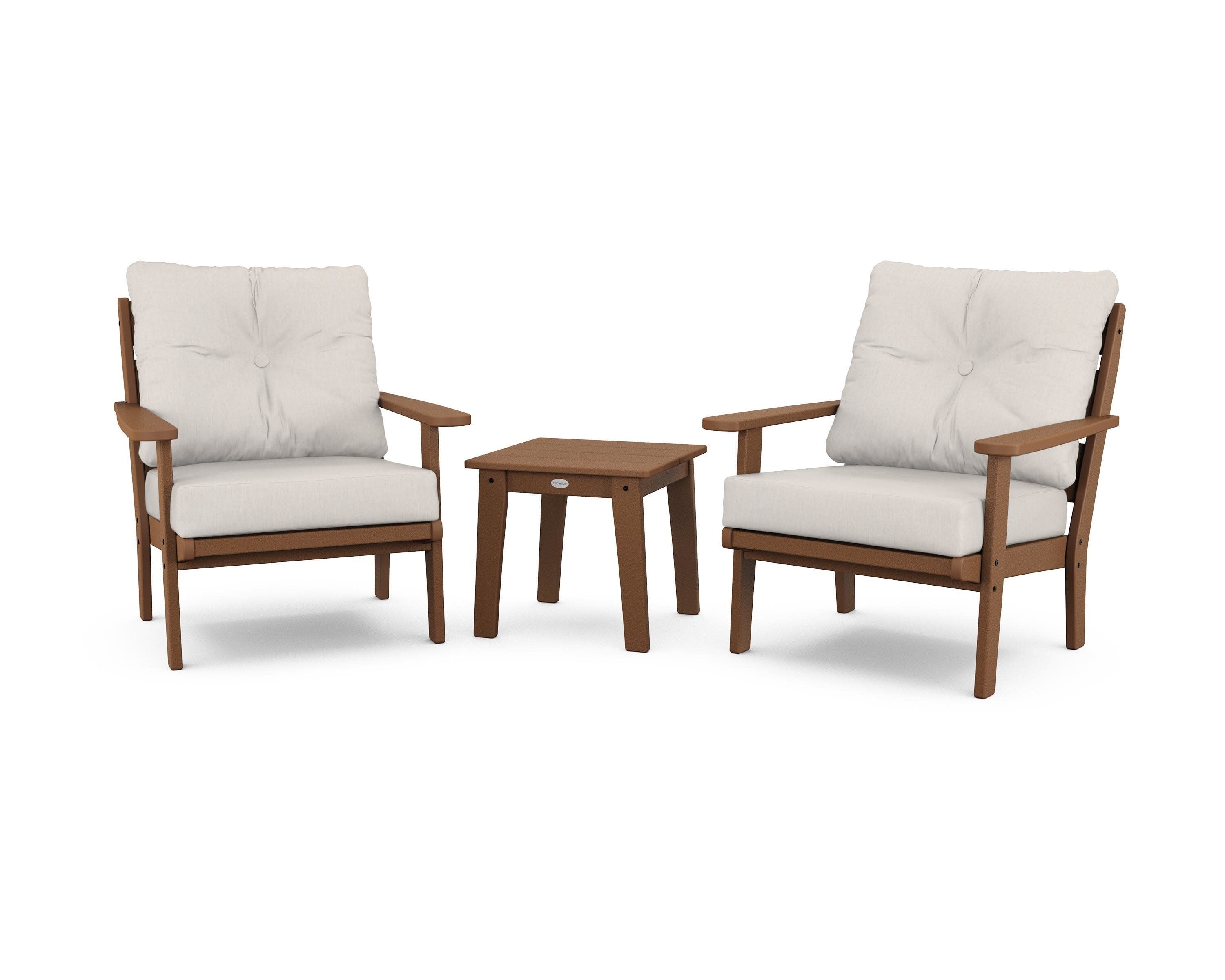 Lakeside 3-Piece Deep Seating Chair Set in Teak / Cast Ash