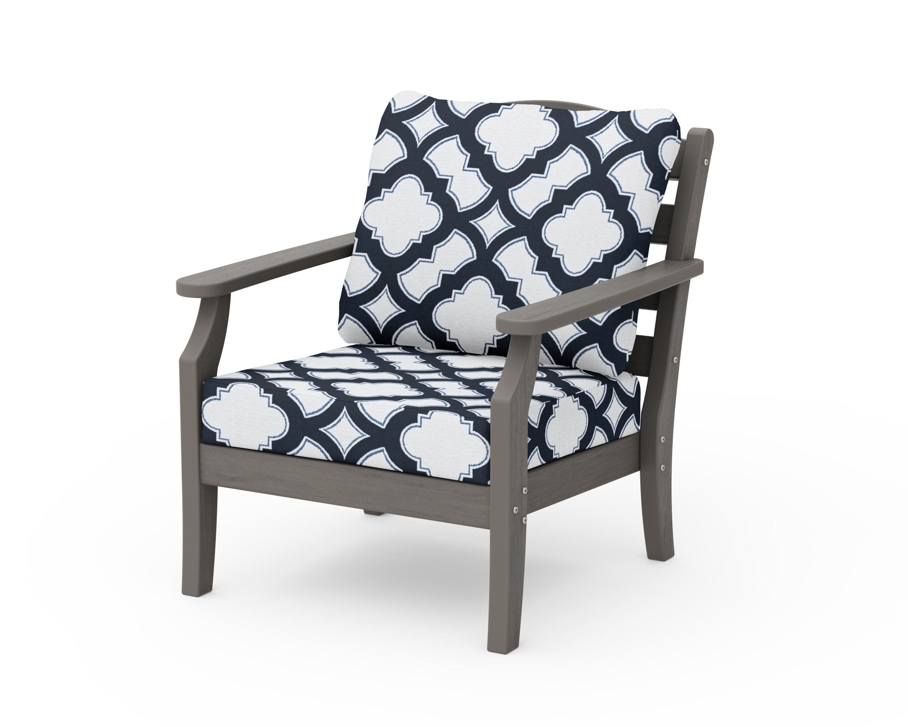 Savannah Deep Seating Chair in Driftwood / Trellis Marine Indigo