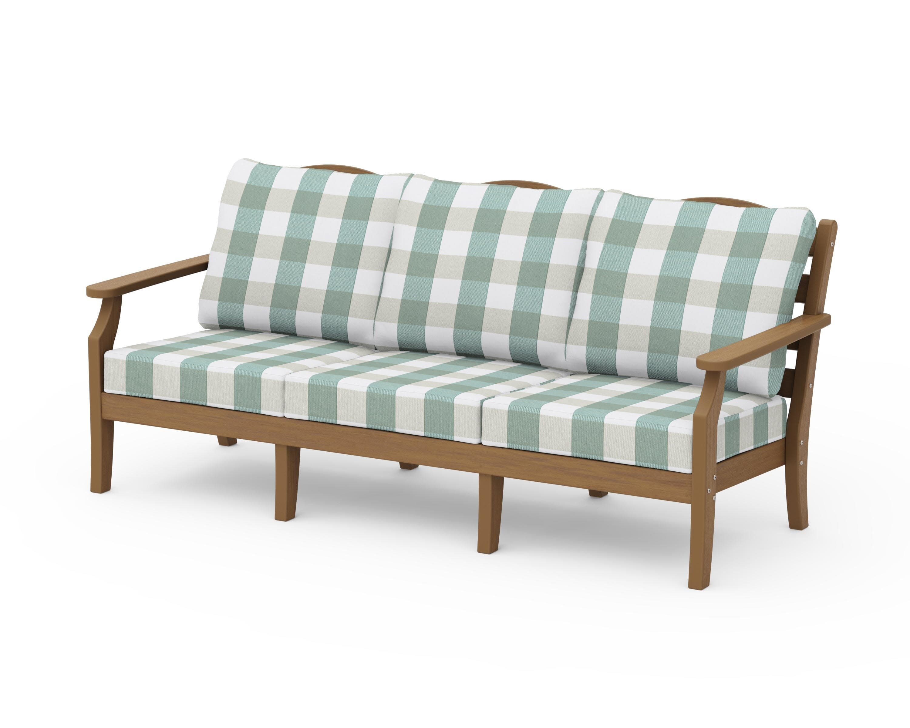 Savannah Deep Seating Sofa in Natural / Buffalo Plaid Glacier Spa