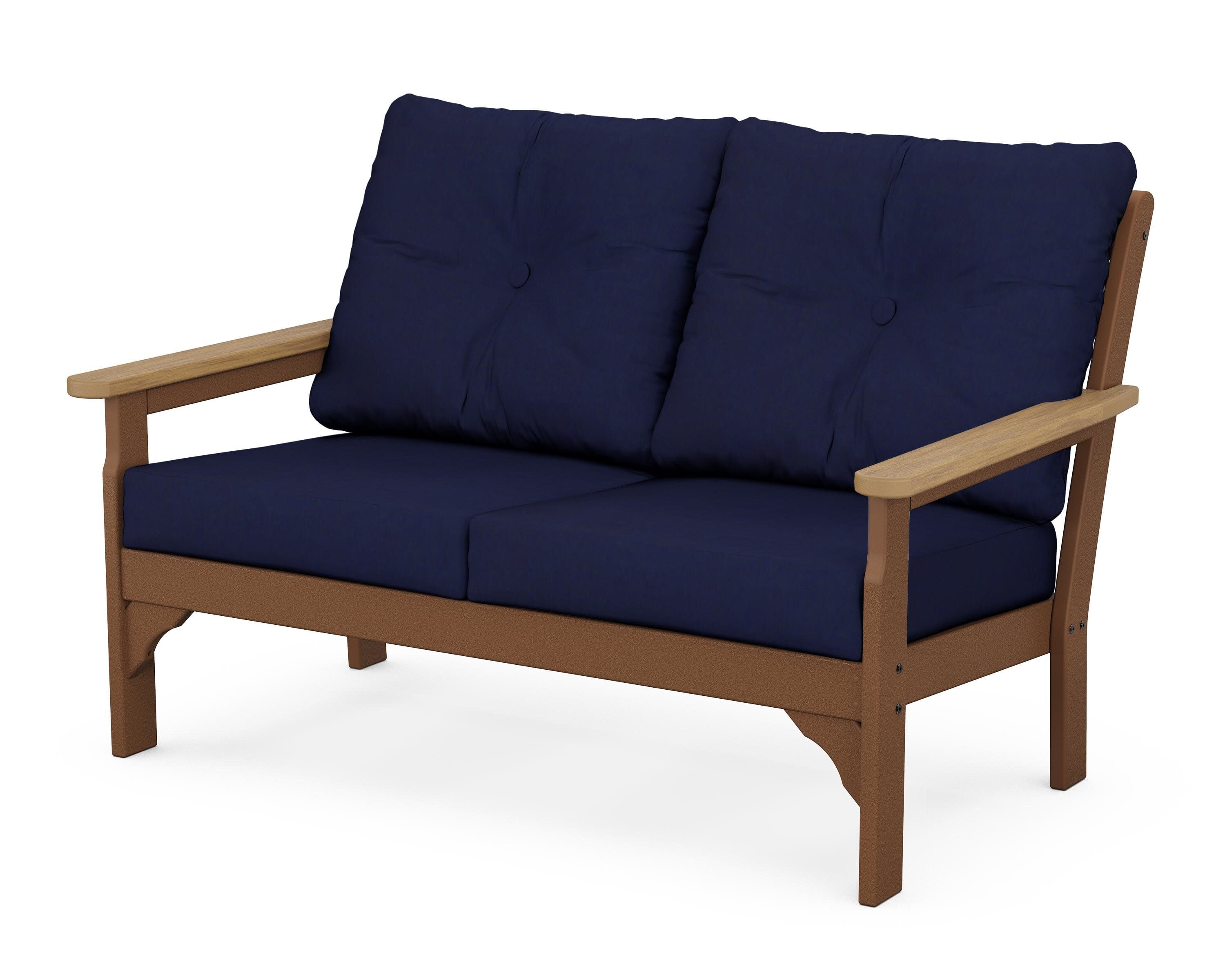 Vineyard Deep Seating Loveseat in Teak / Natural / Navy