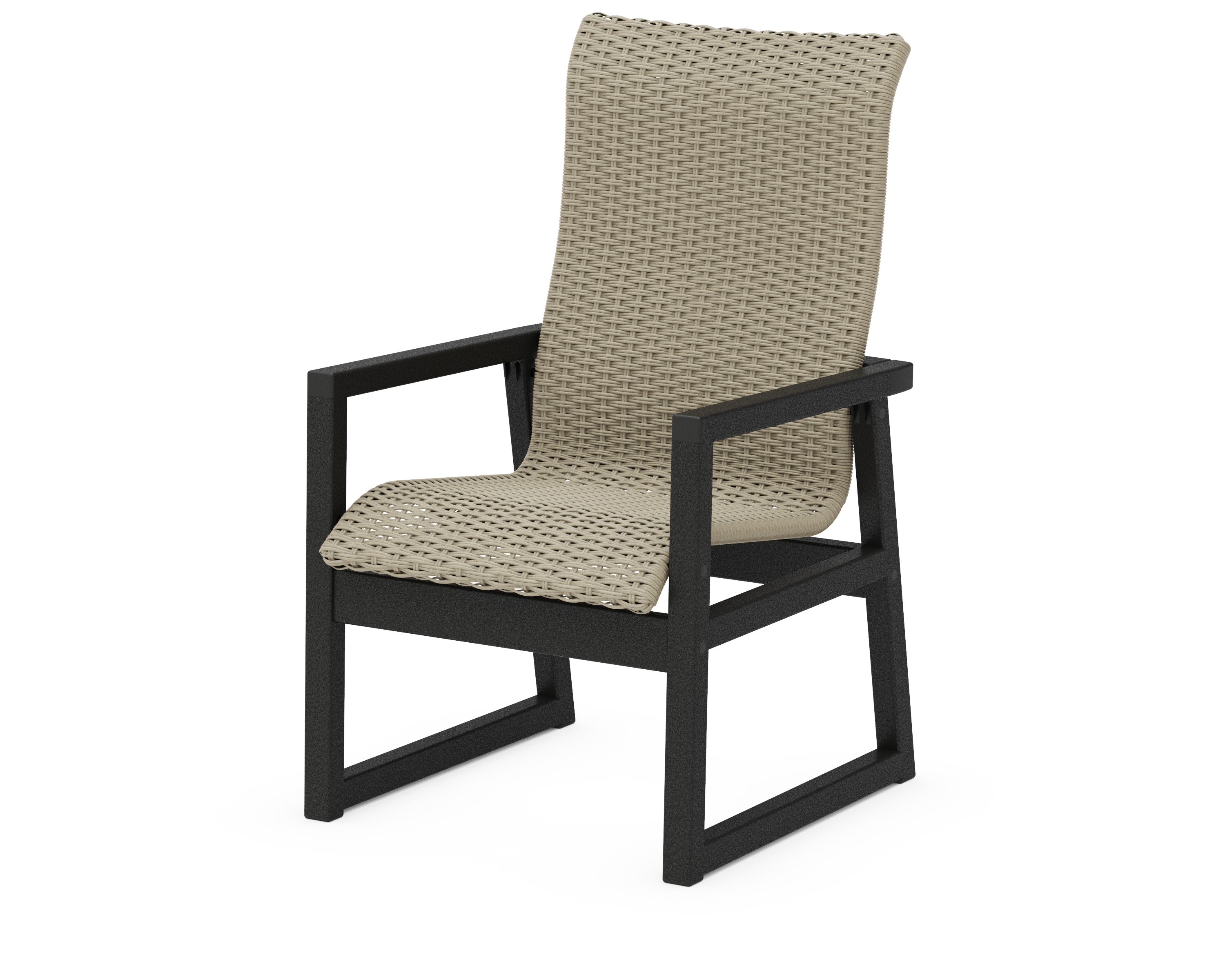 EDGE Woven High-Back Dining Arm Chair in Black / Dune Grass