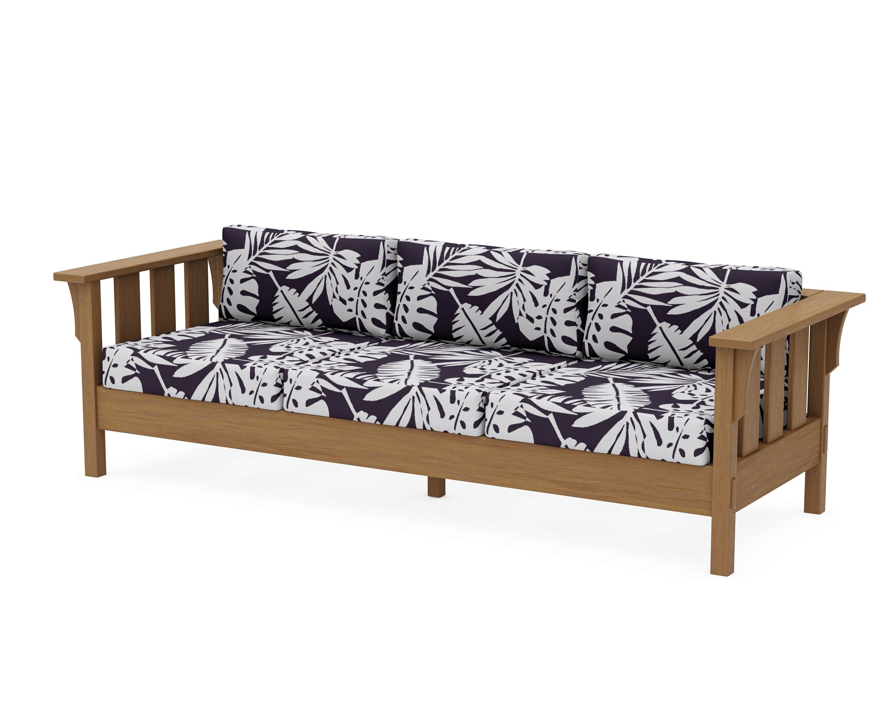 Acadia Deep Seating Sofa in Natural / Leaf Navy