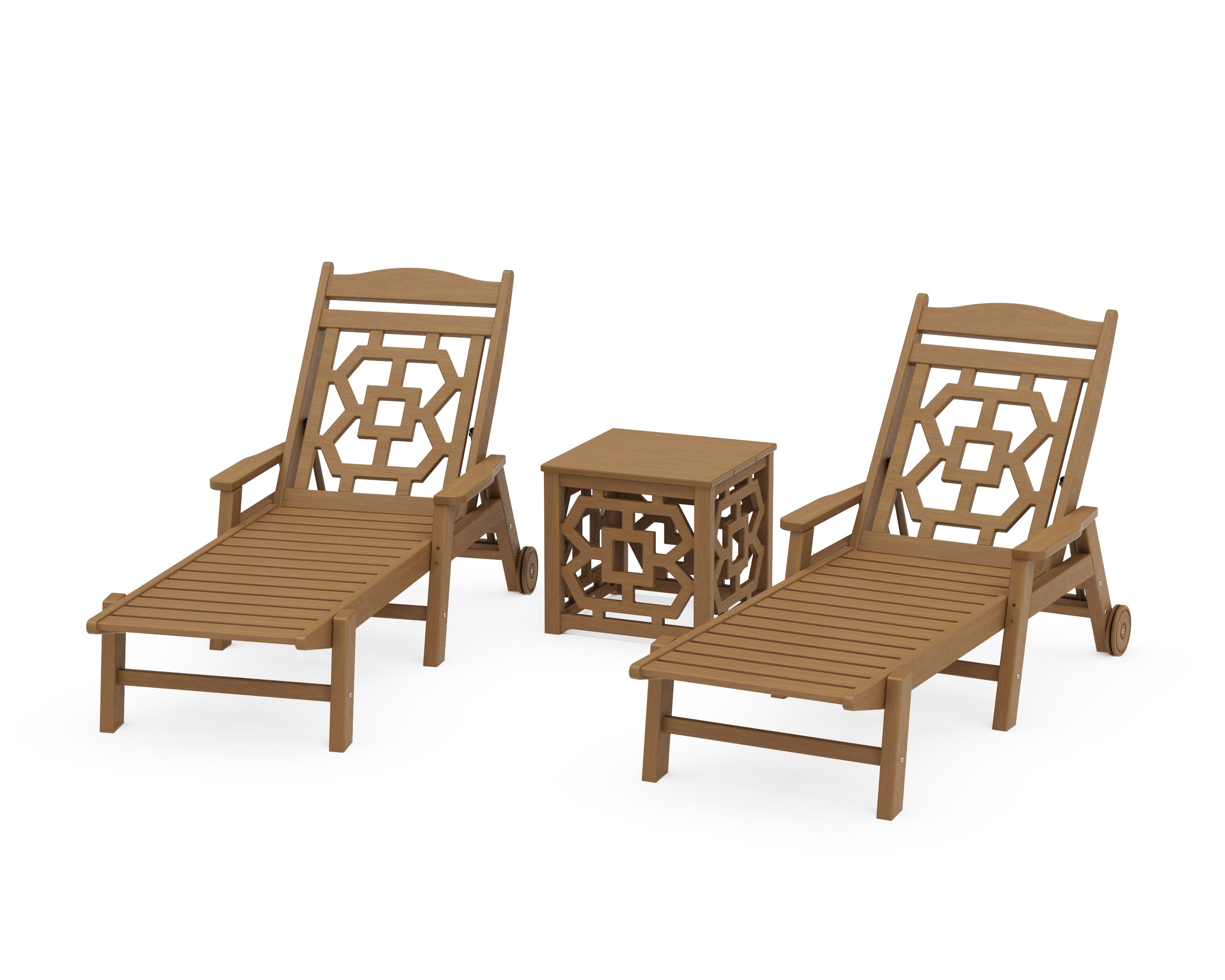 Chinoiserie 3-Piece Chaise Set in Natural
