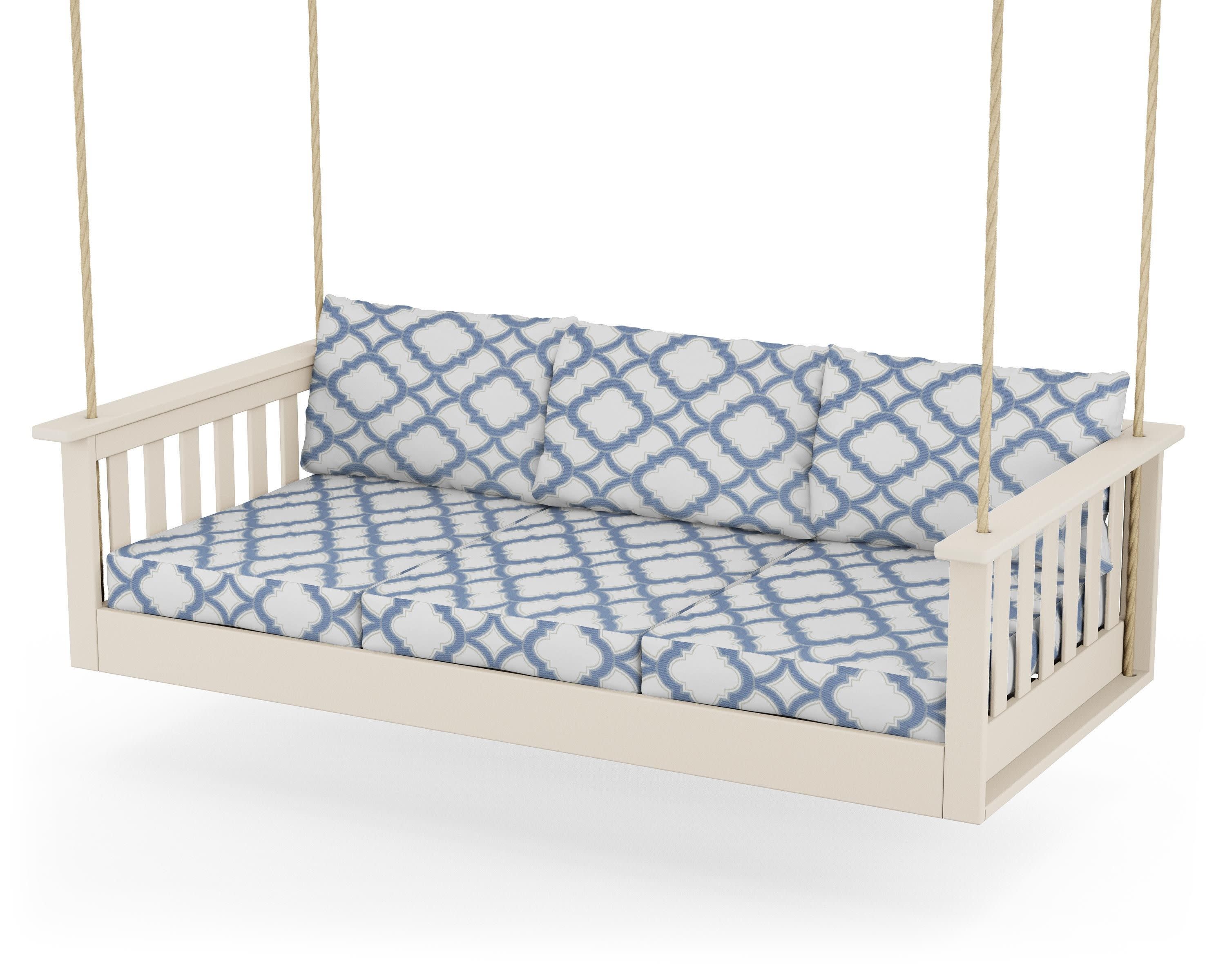 Vineyard Daybed Swing in Sand / Trellis Sky Blue