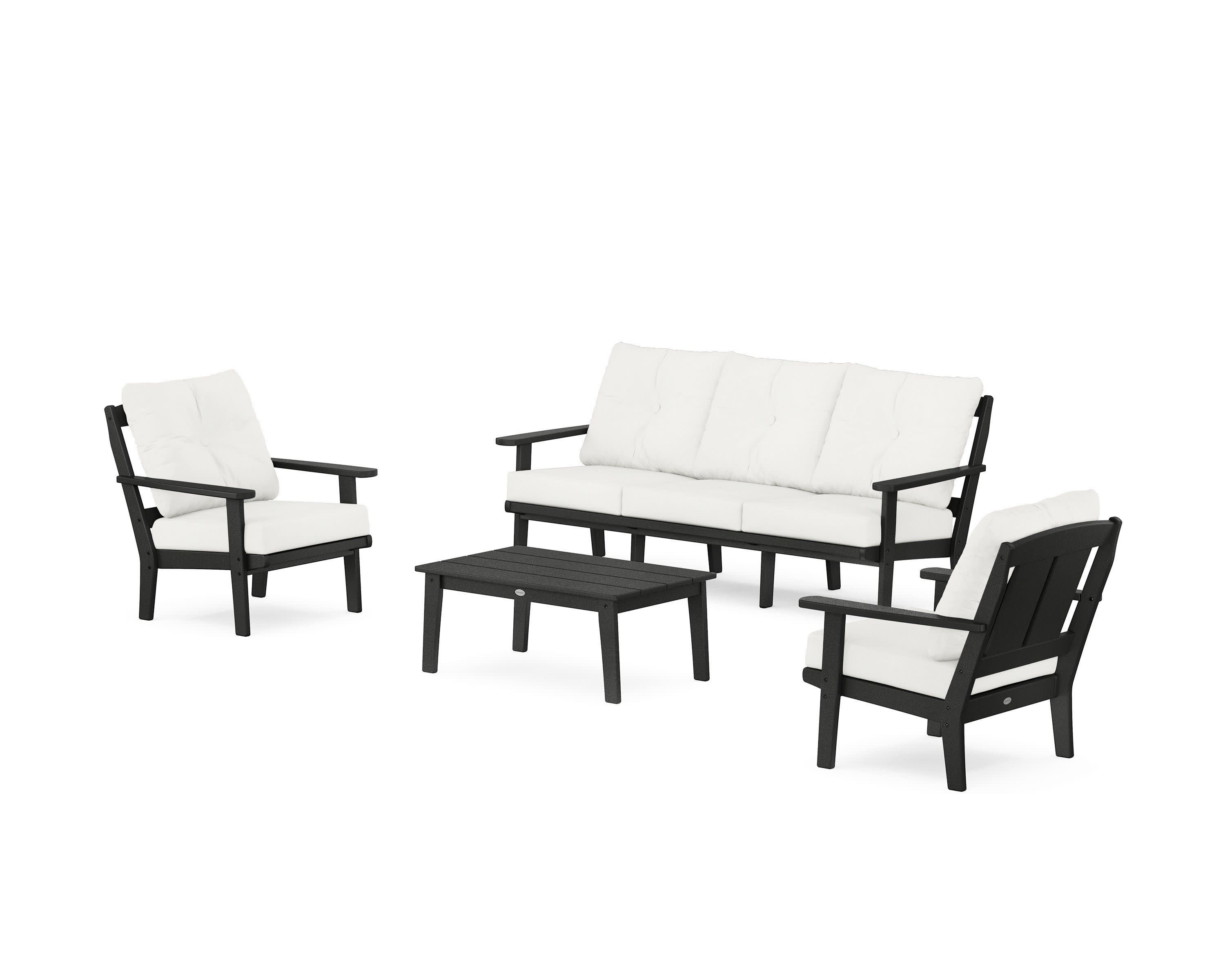 Mission 4-Piece Deep Seating Set with Sofa in Black / Natural Linen