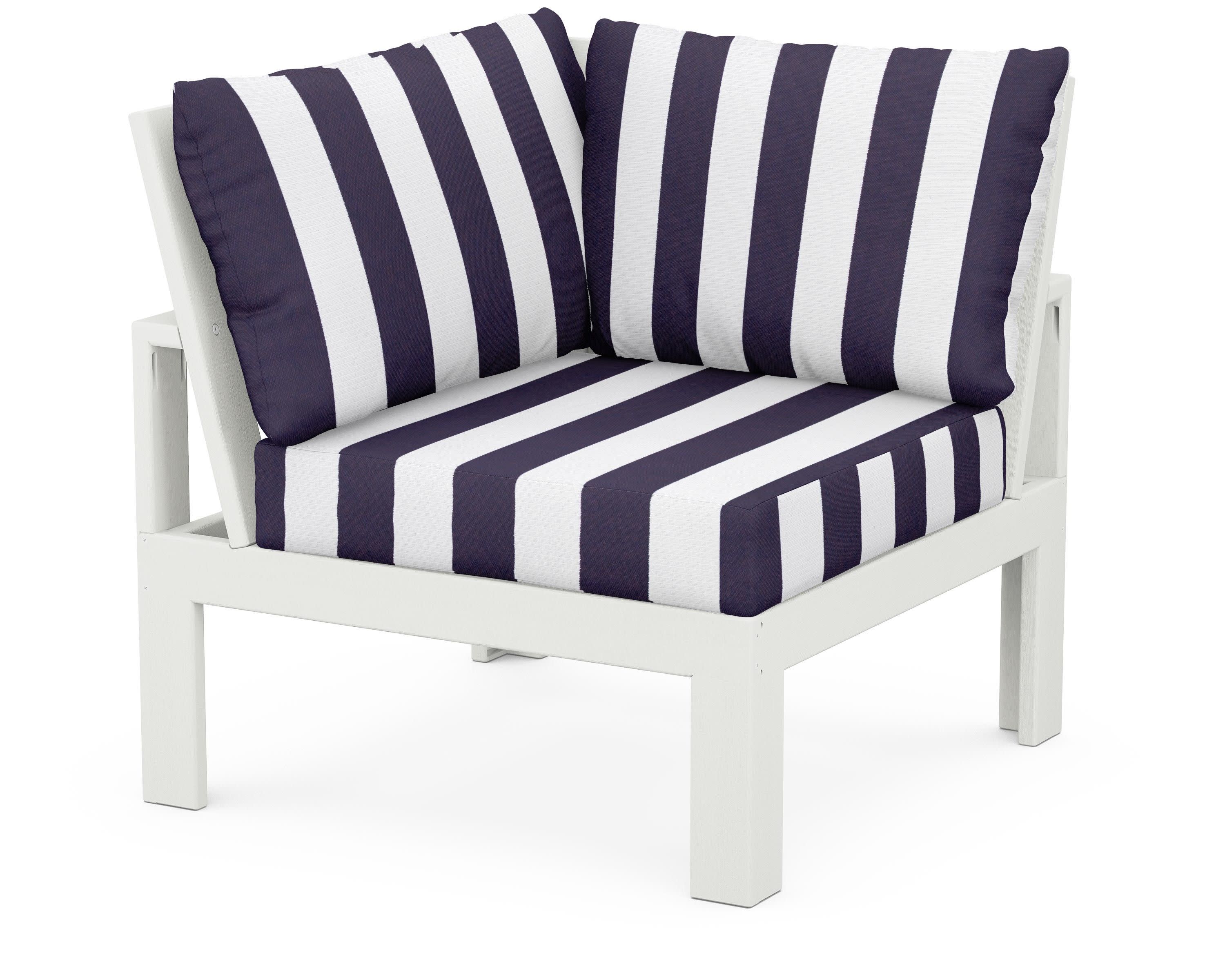 Modular Corner Chair in Vintage White / Cabana Stripe Navy