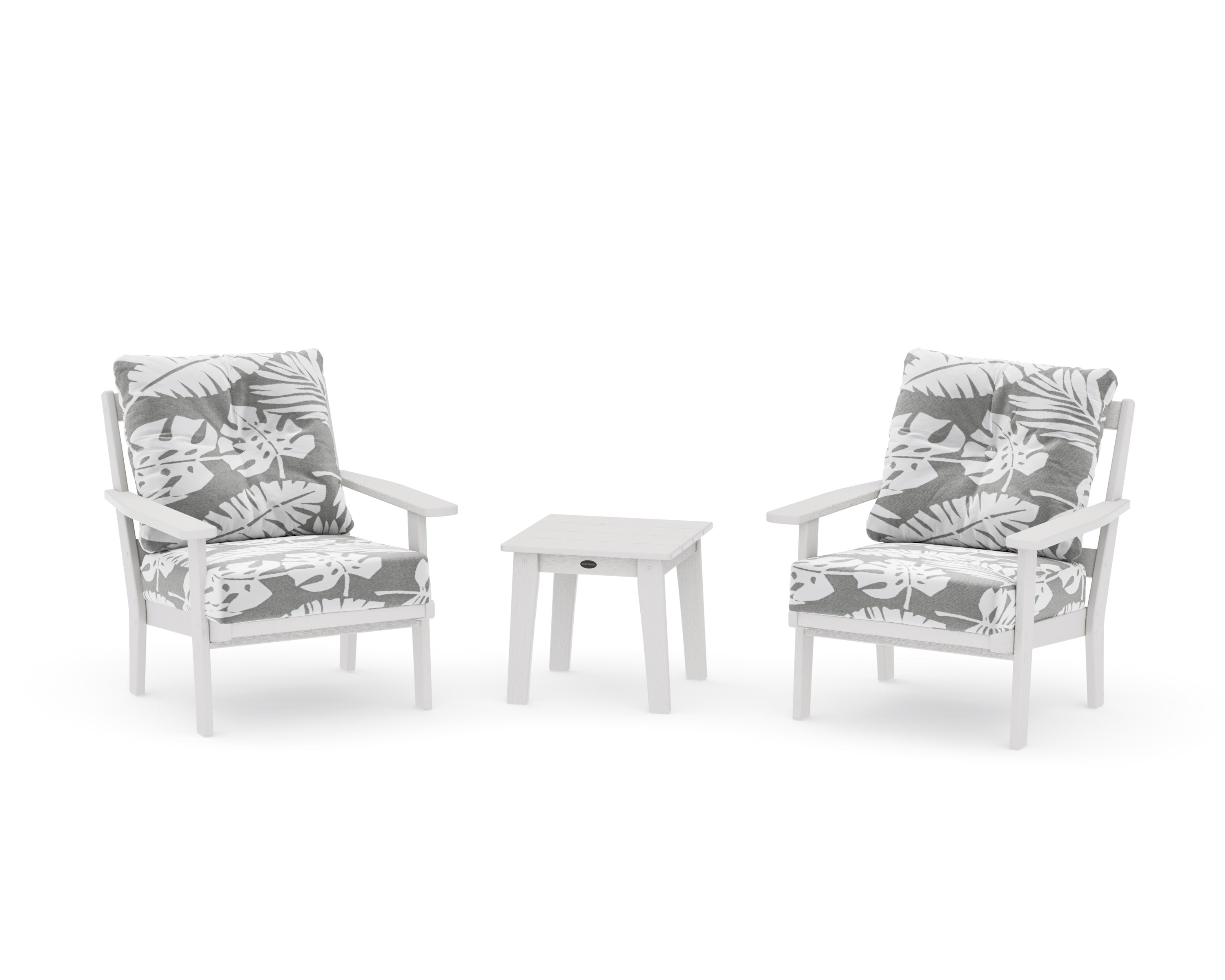 Oxford 3-Piece Deep Seating Set in Vintage White / Leaf Grey Mist
