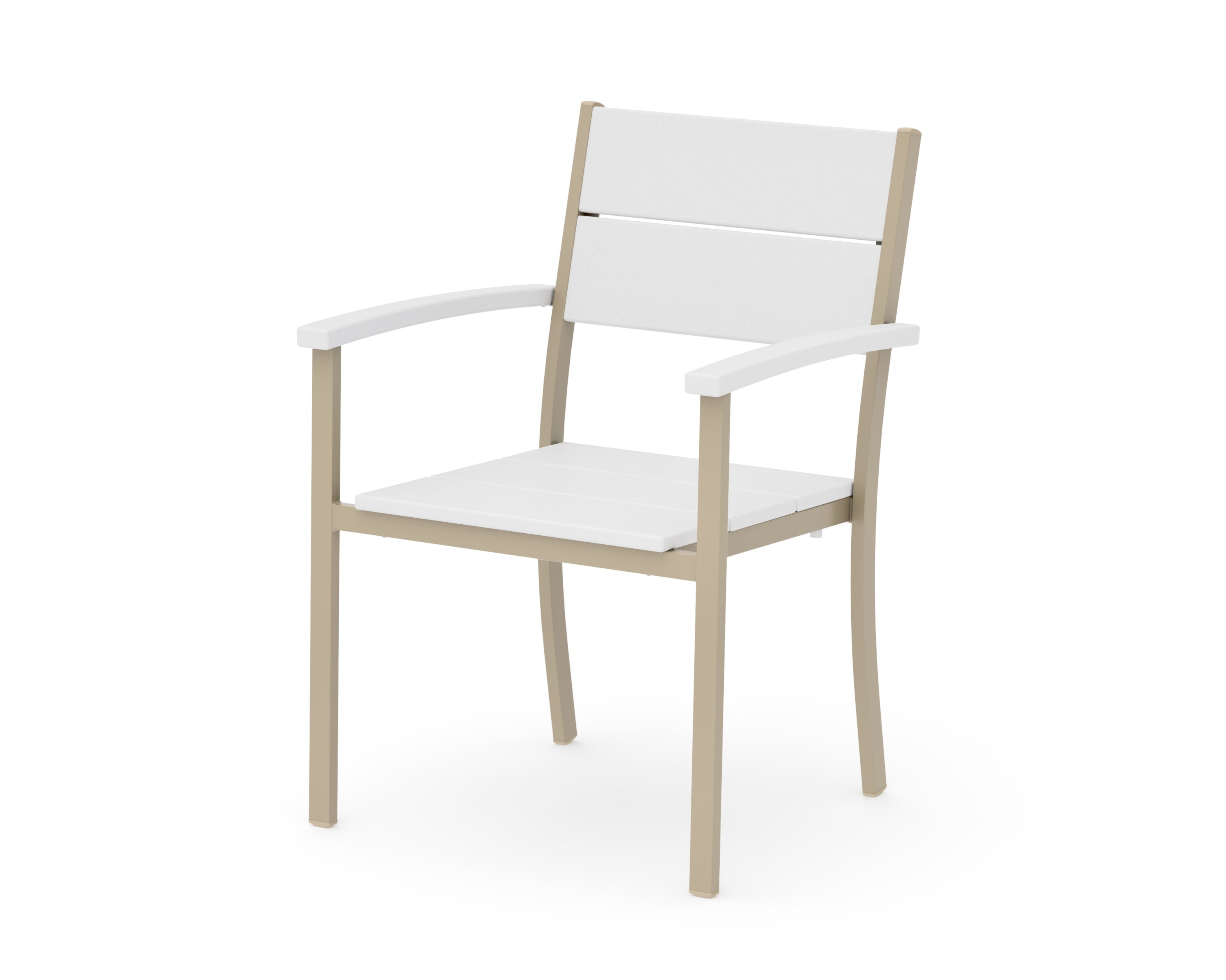 Main Street Stacking Dining Arm Chair in Sand / White