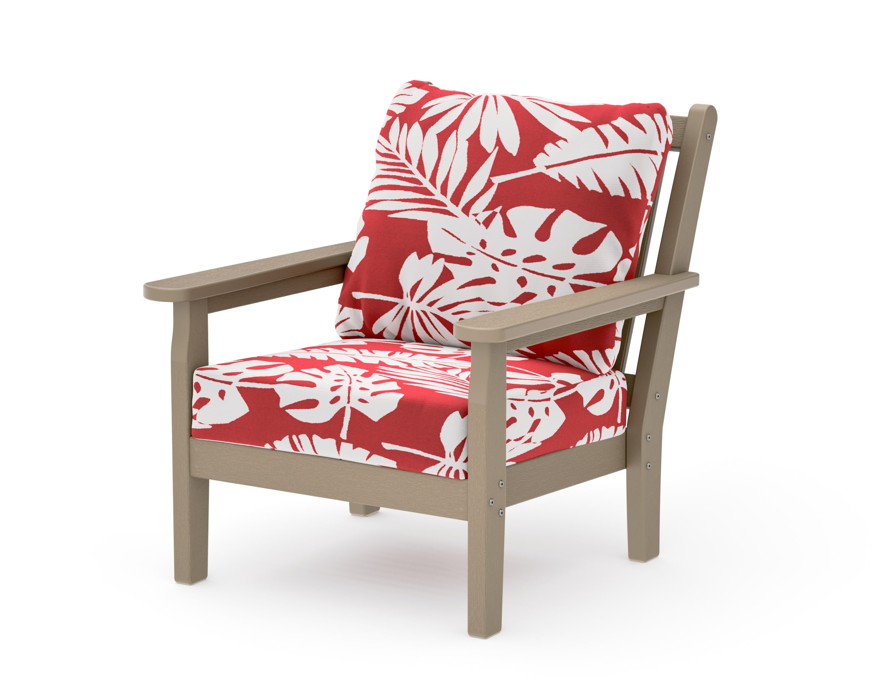 Chippendale Deep Seating Chair in Vintage Sahara / Leaf Crimson