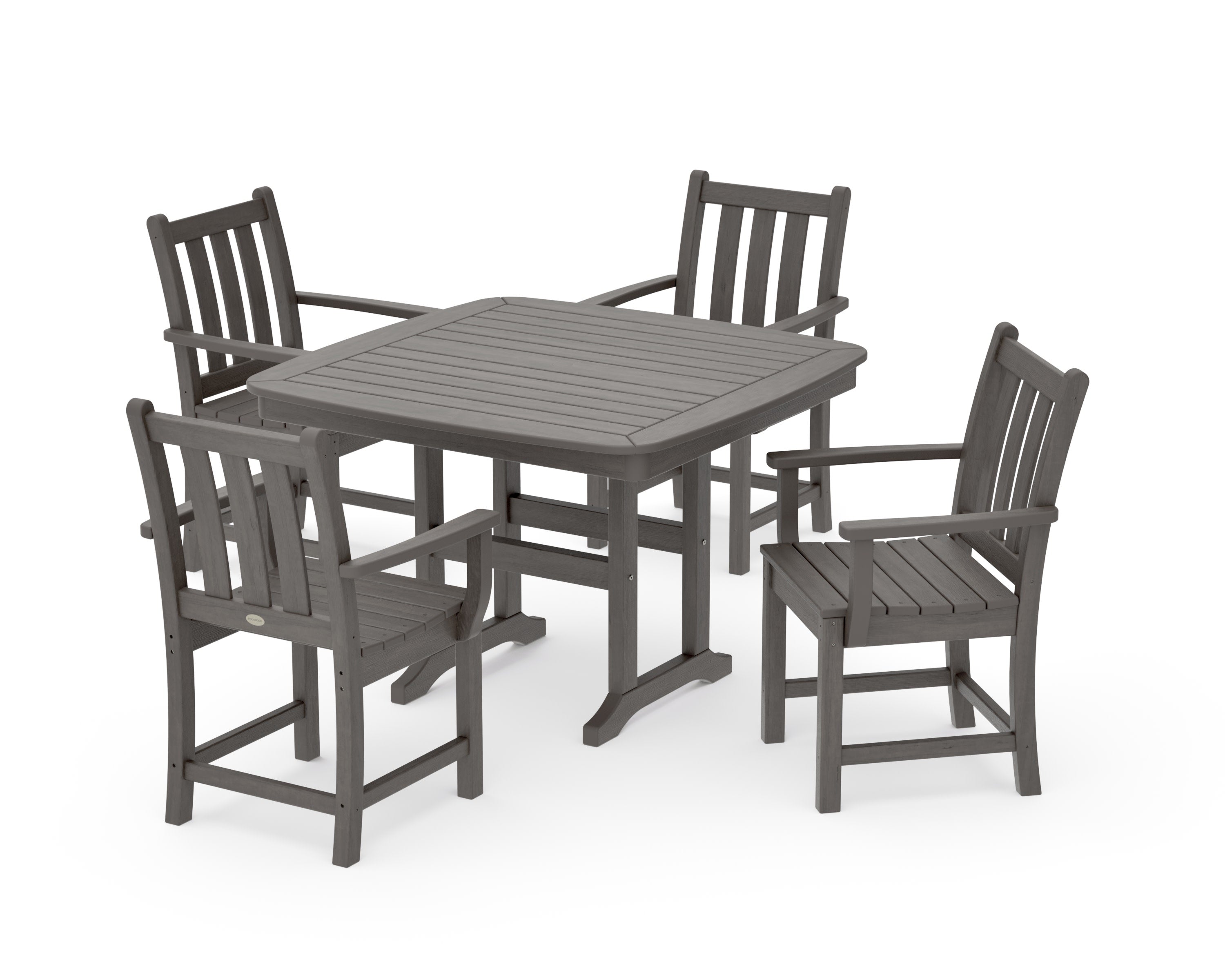 Traditional Garden 5-Piece Dining Set with Trestle Legs in Driftwood