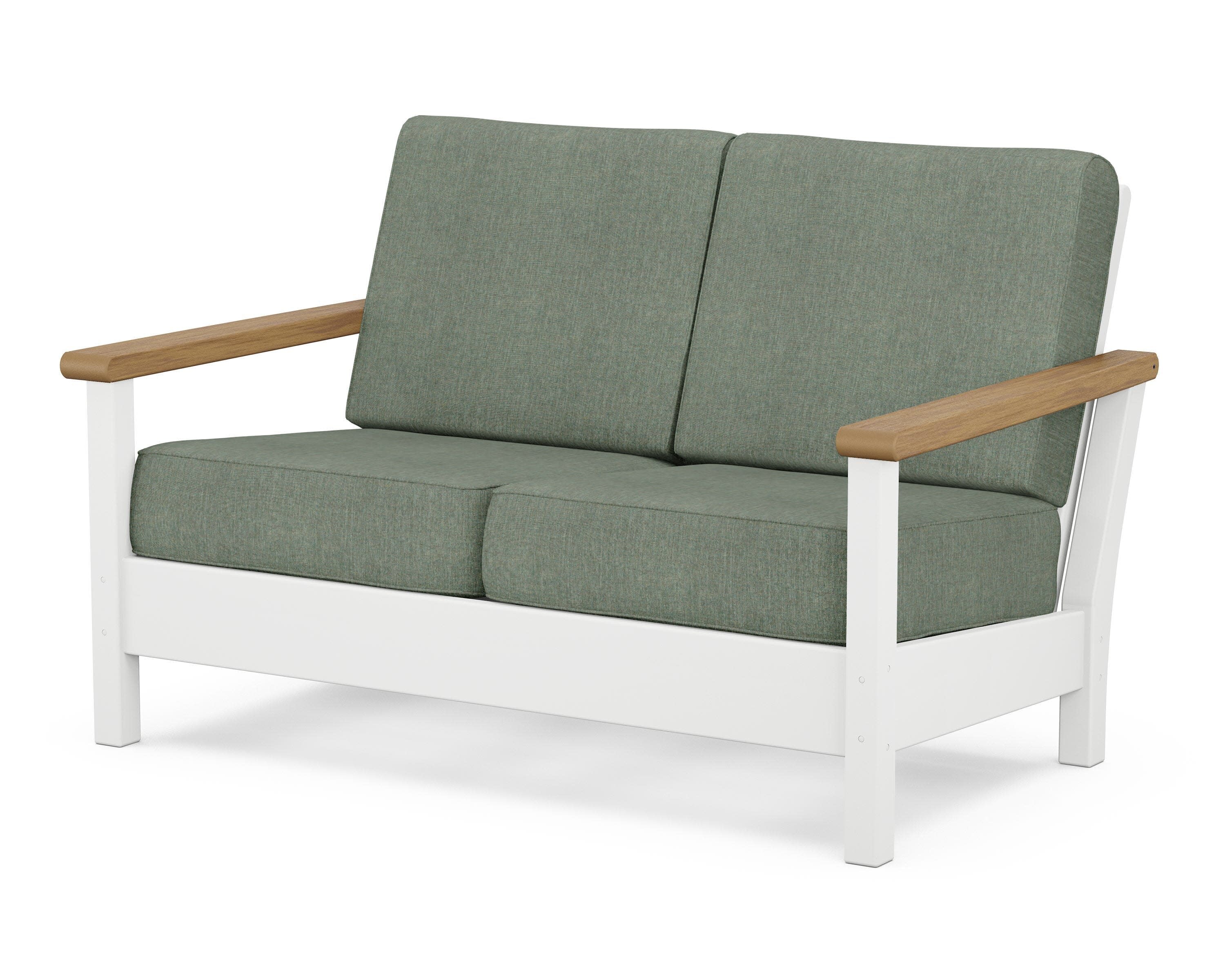 Harbour Deep Seating Loveseat in White / Natural / Cast Sage