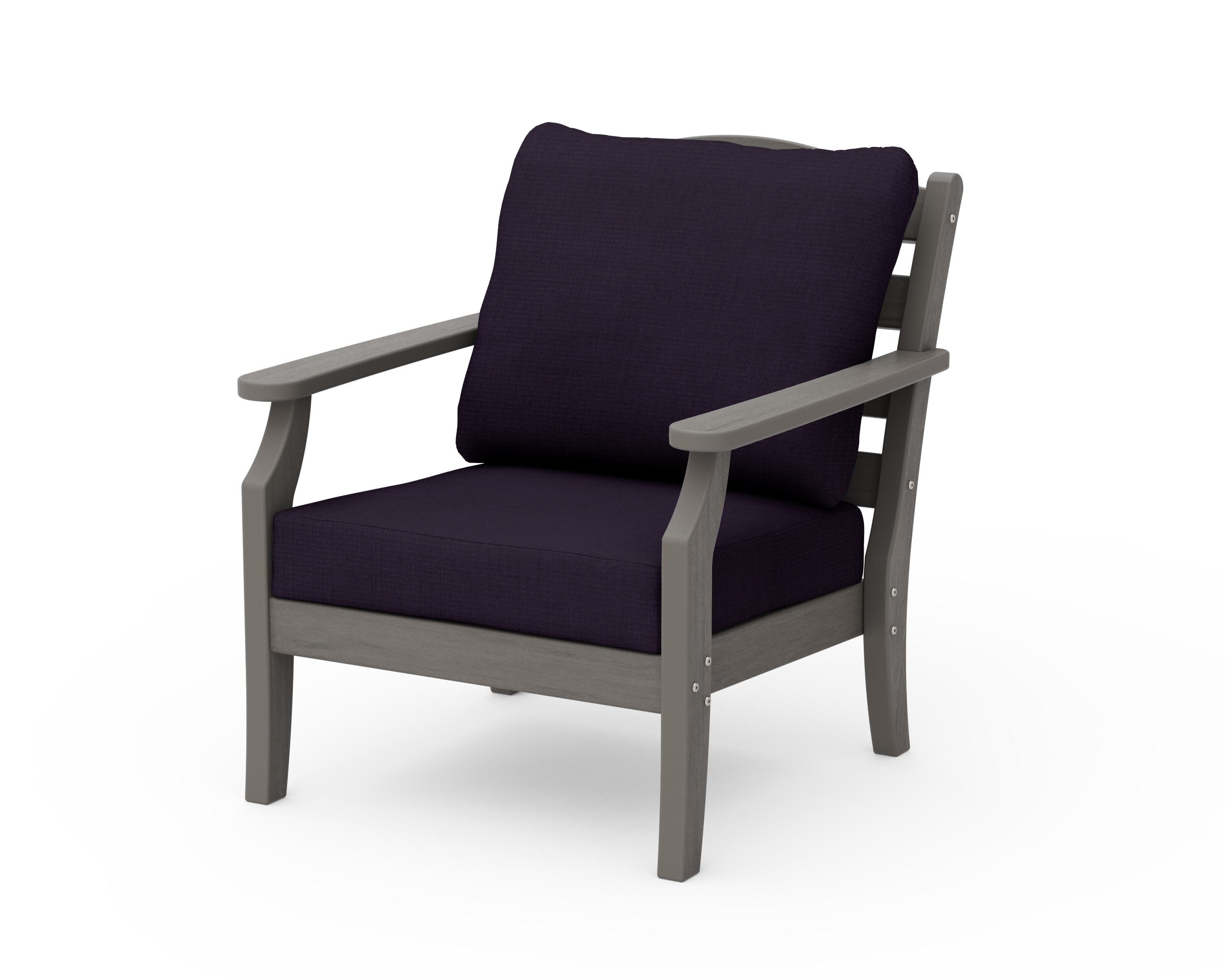 Savannah Deep Seating Chair in Driftwood / Navy Linen