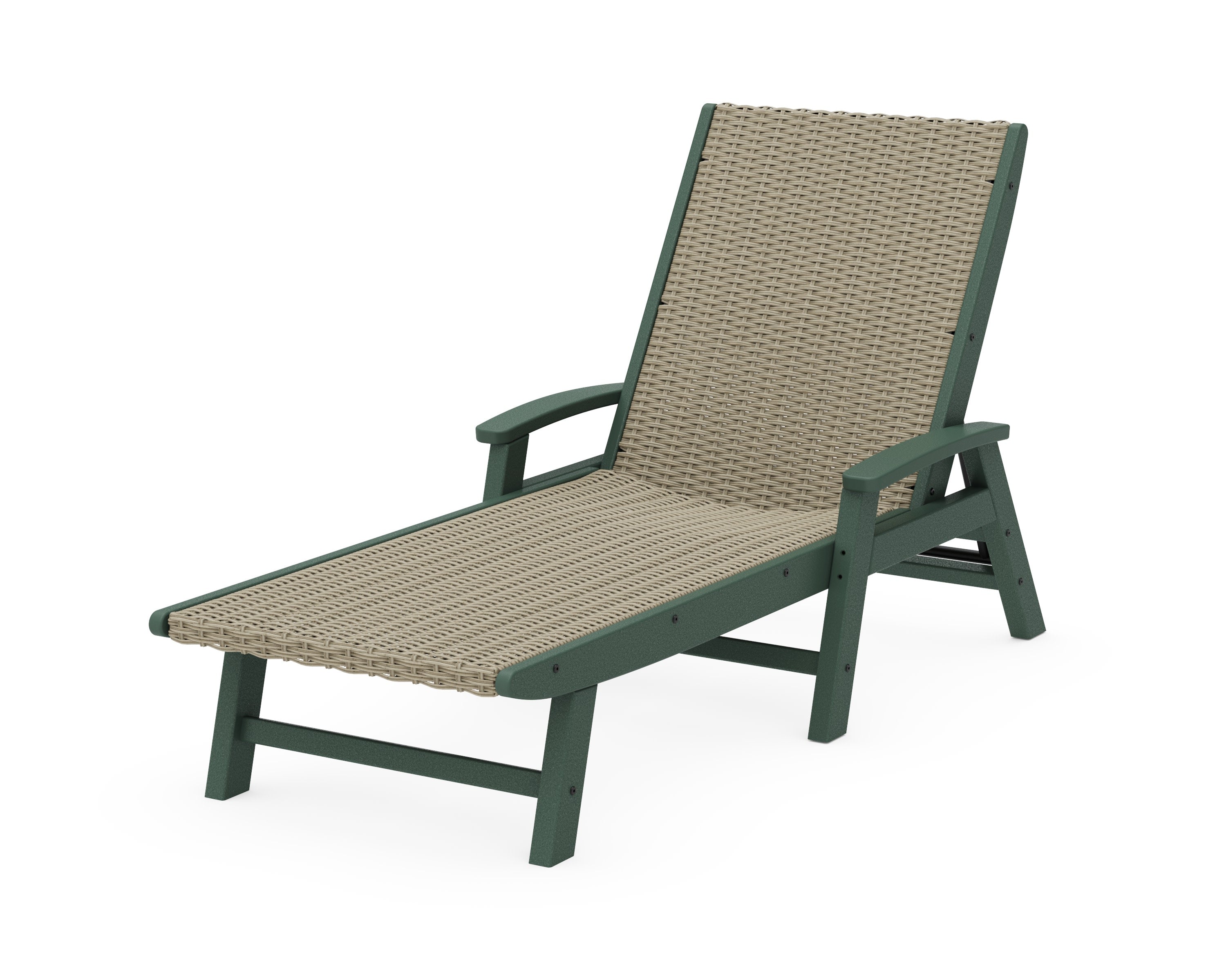 Coastal Woven Chaise with Arms in Green / Dune Grass