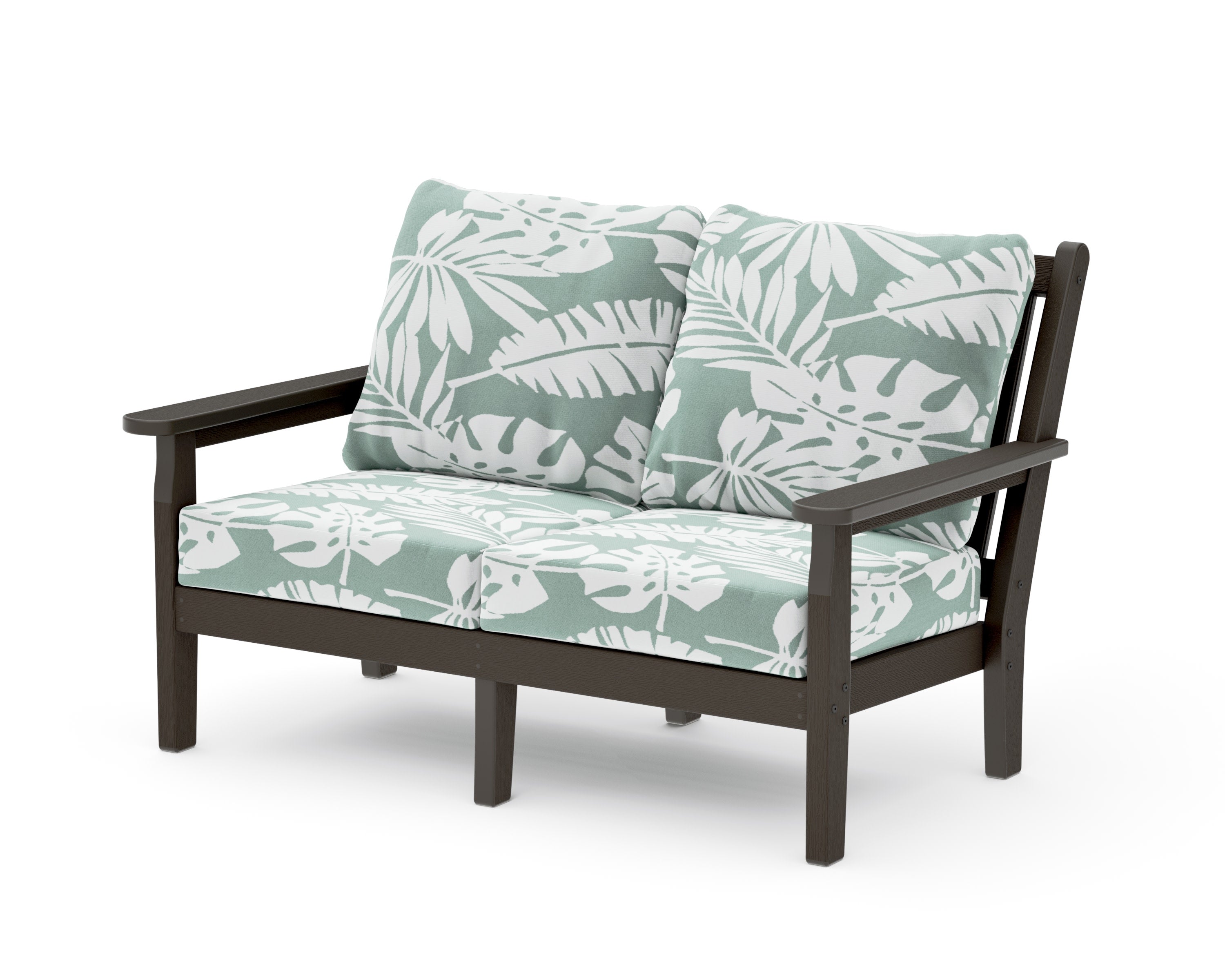 Chippendale Deep Seating Loveseat in Vintage Coffee / Leaf Glacier Spa