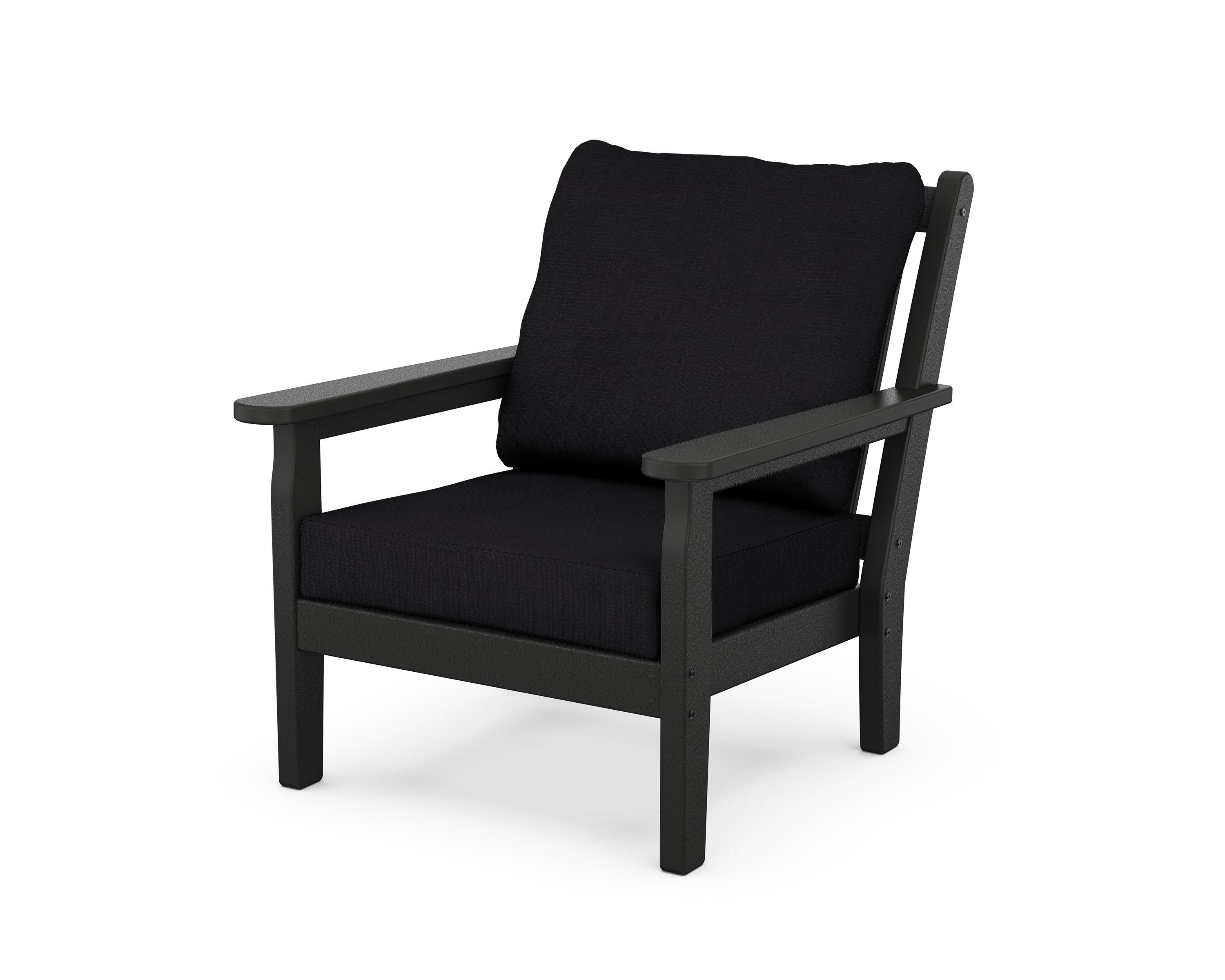 Chippendale Deep Seating Chair in Black / Midnight Linen