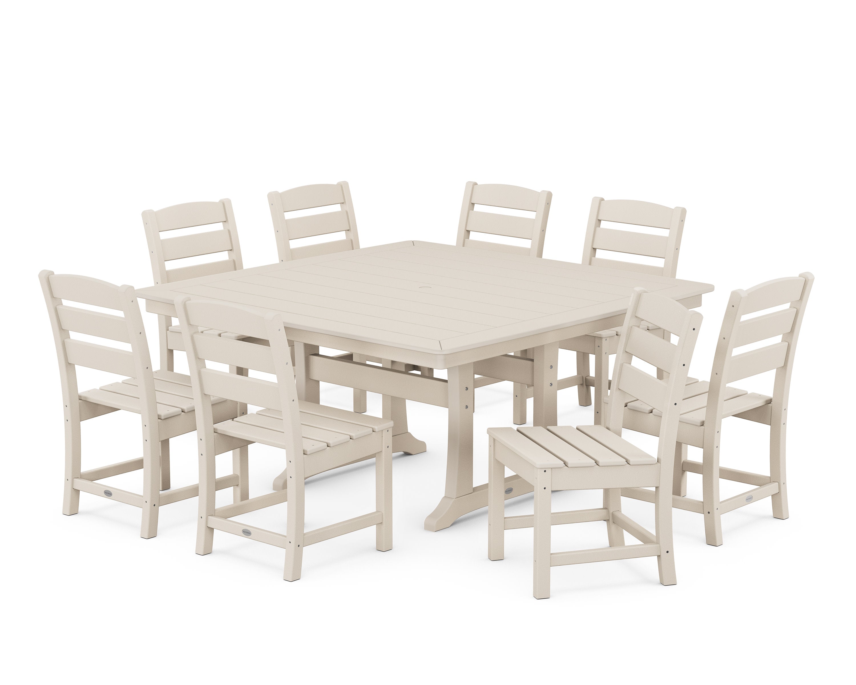Lakeside 9-Piece Nautical Trestle Dining Set in Sand