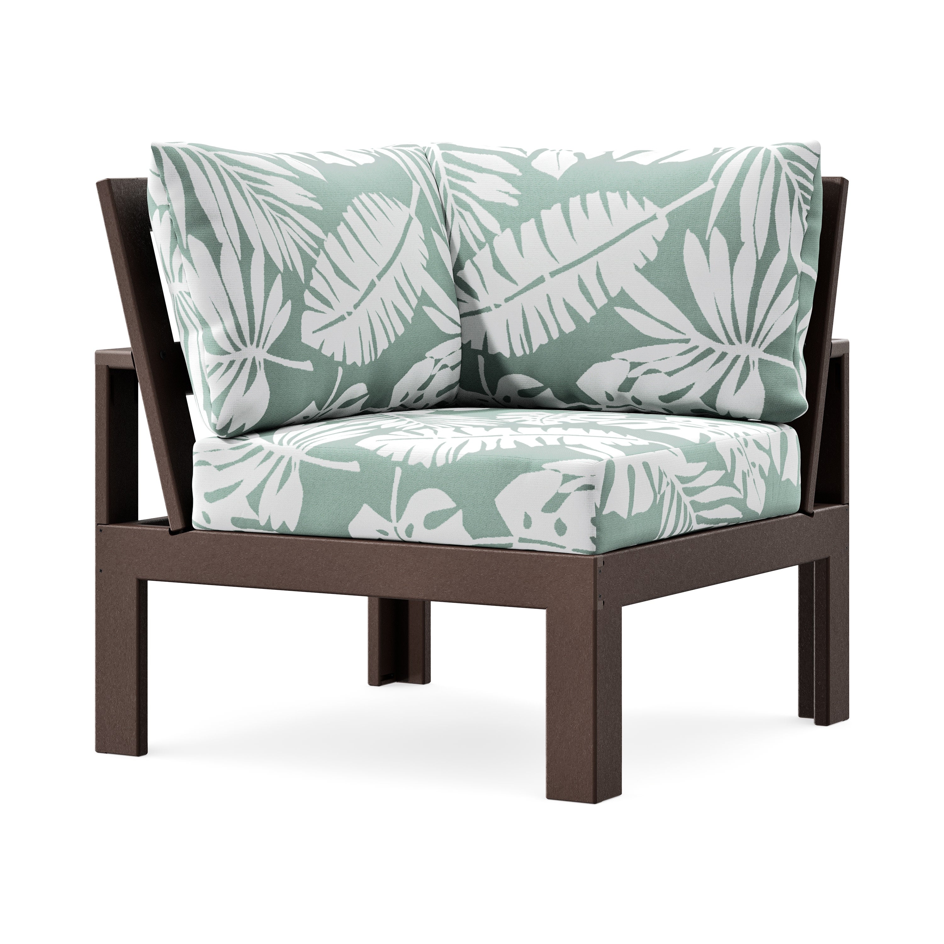 Modular Corner Chair in Mahogany / Leaf Glacier Spa