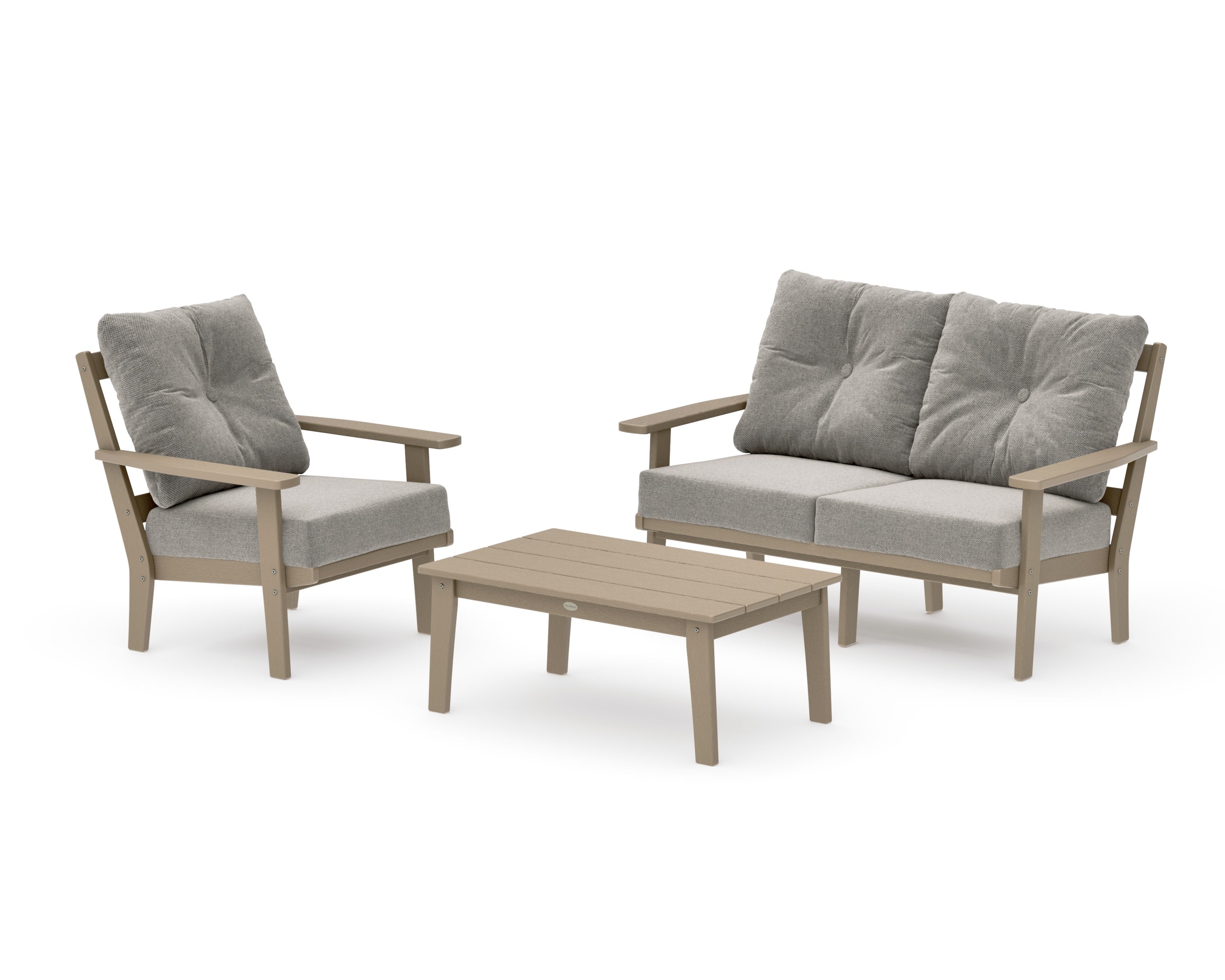 Oxford 3-Piece Deep Seating Set with Loveseat in Vintage Sahara / Weathered Tweed