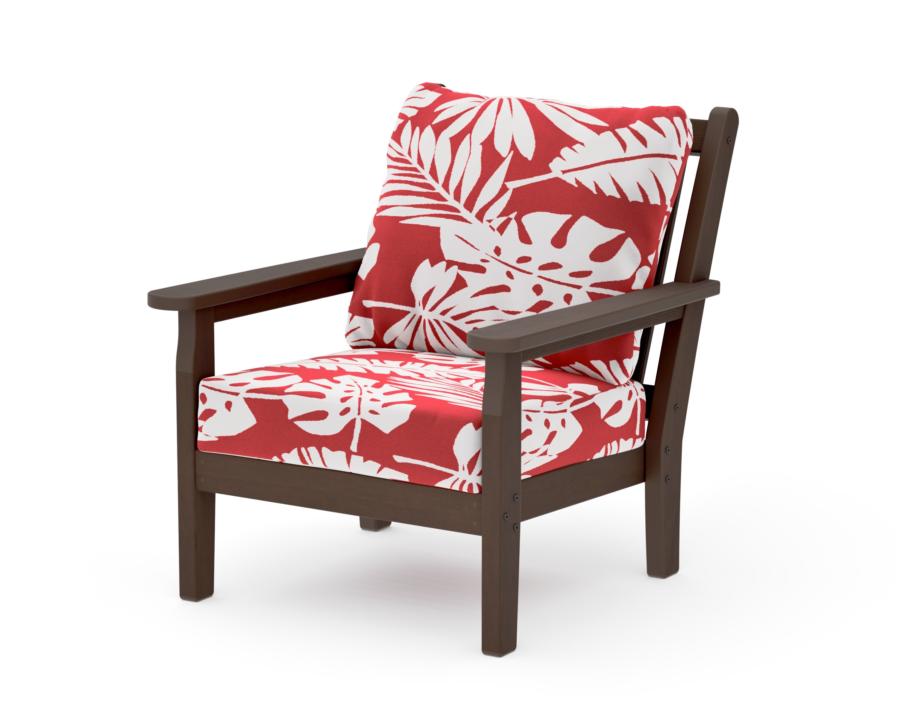 Chippendale Deep Seating Chair in Kona / Leaf Crimson