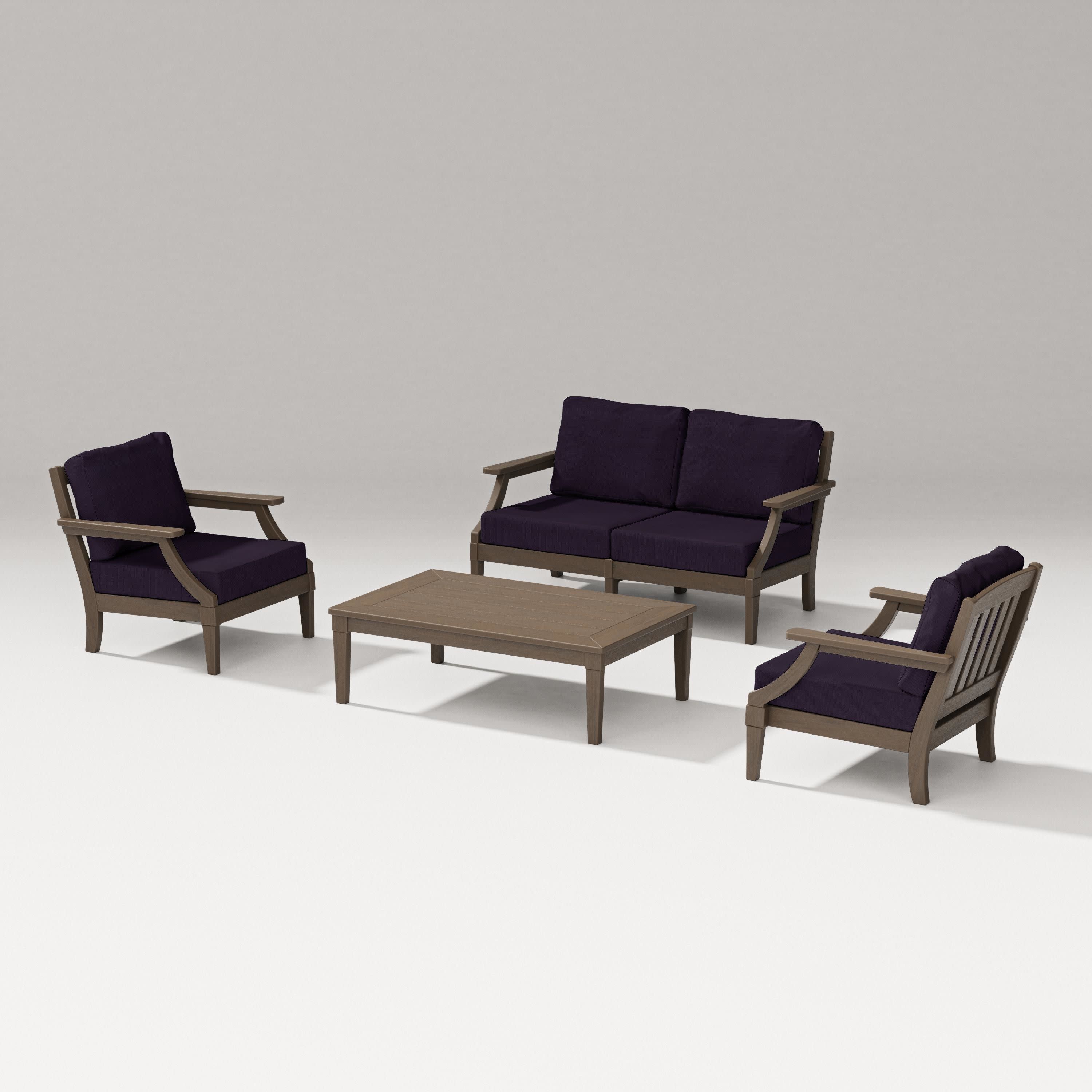 Estate Lounge 4-Piece Loveseat Set in Kona / Navy Linen