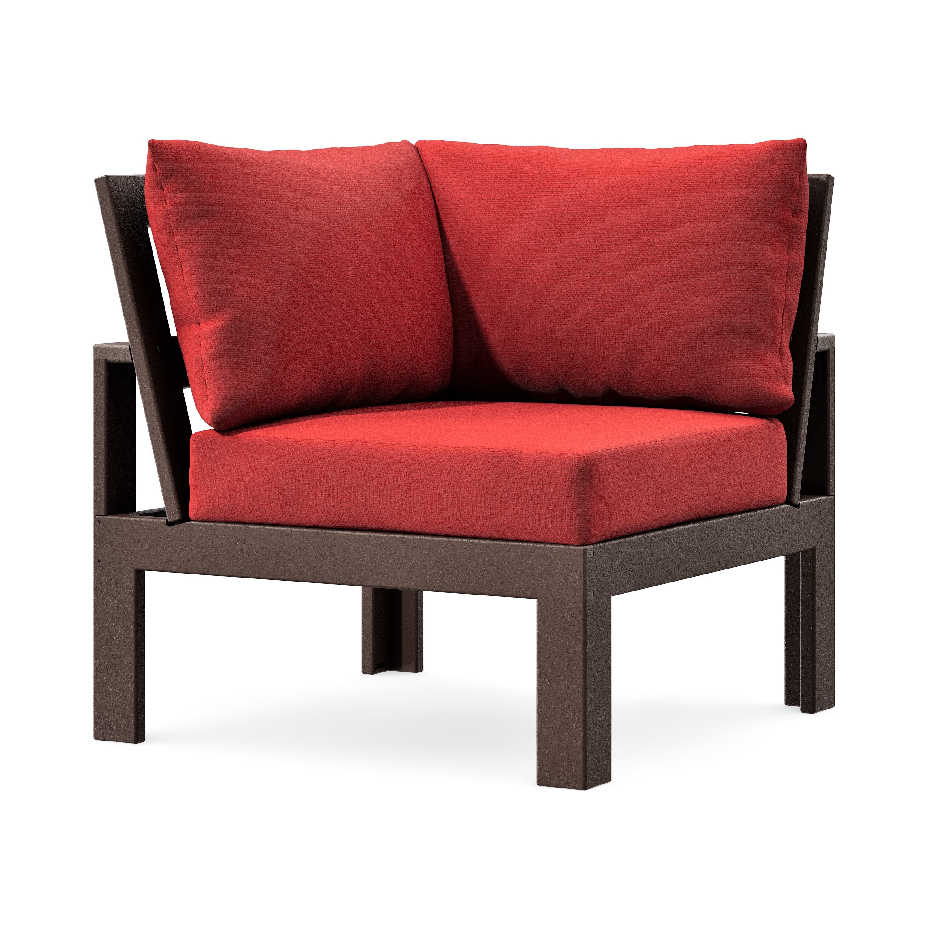 Modular Corner Chair in Mahogany / Crimson Linen