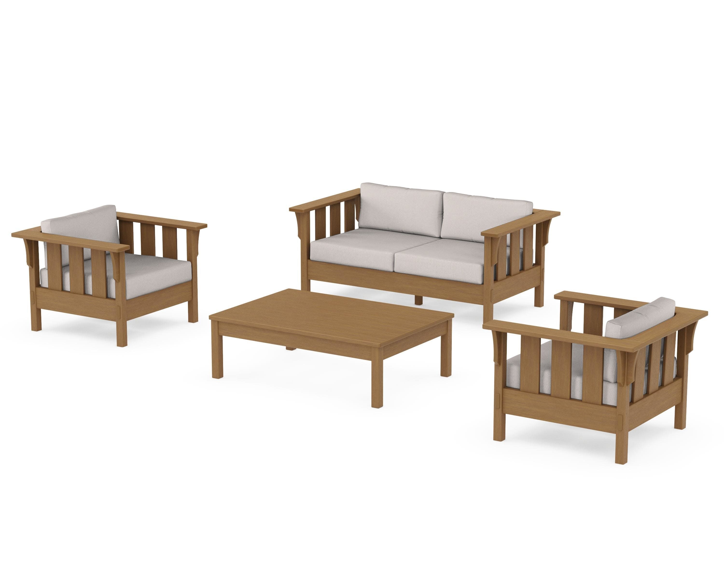 Acadia 4-Piece Deep Seating Set with Loveseat in Natural / Dune Burlap