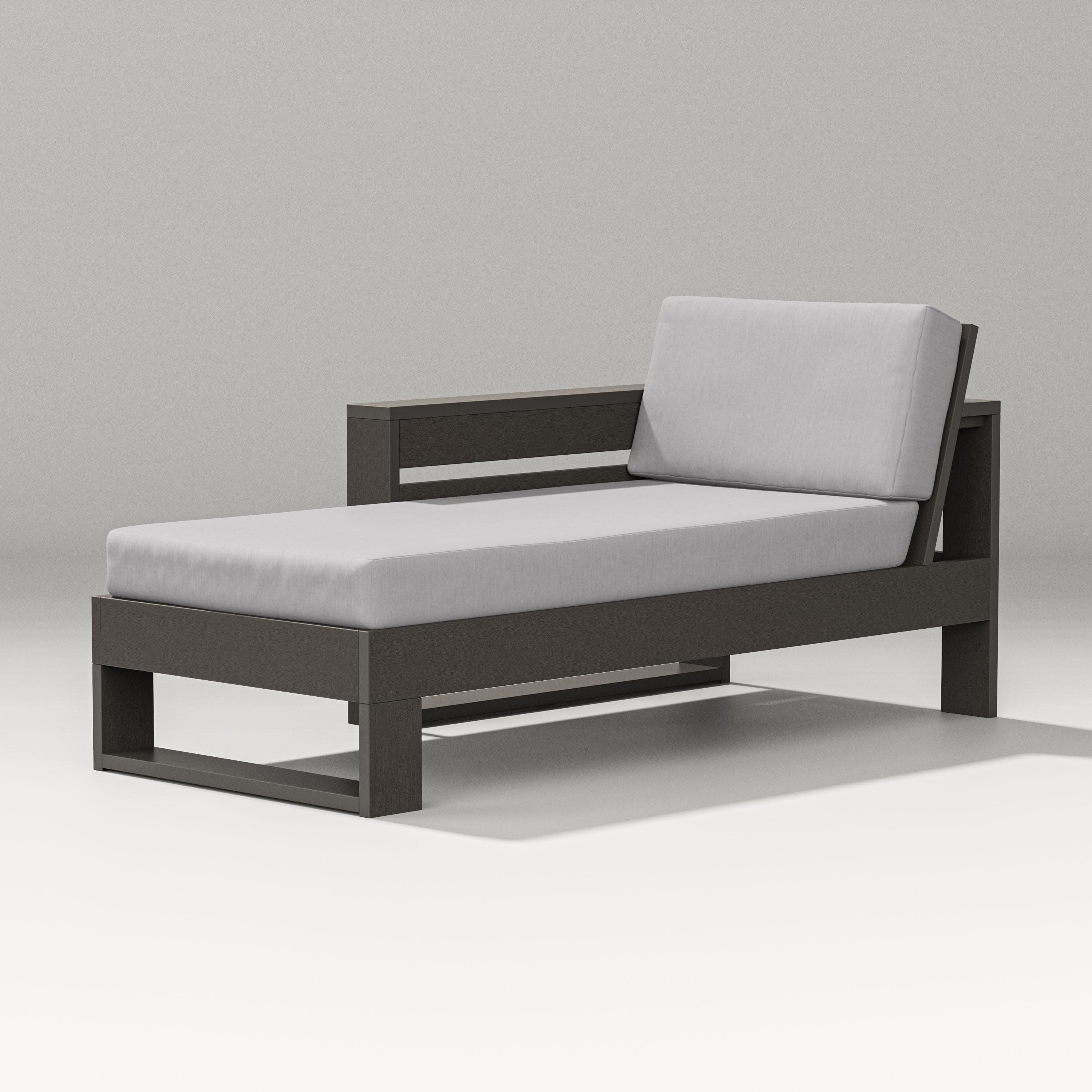 Latitude Modular Left Arm Chaise in Vintage Coffee / Granite