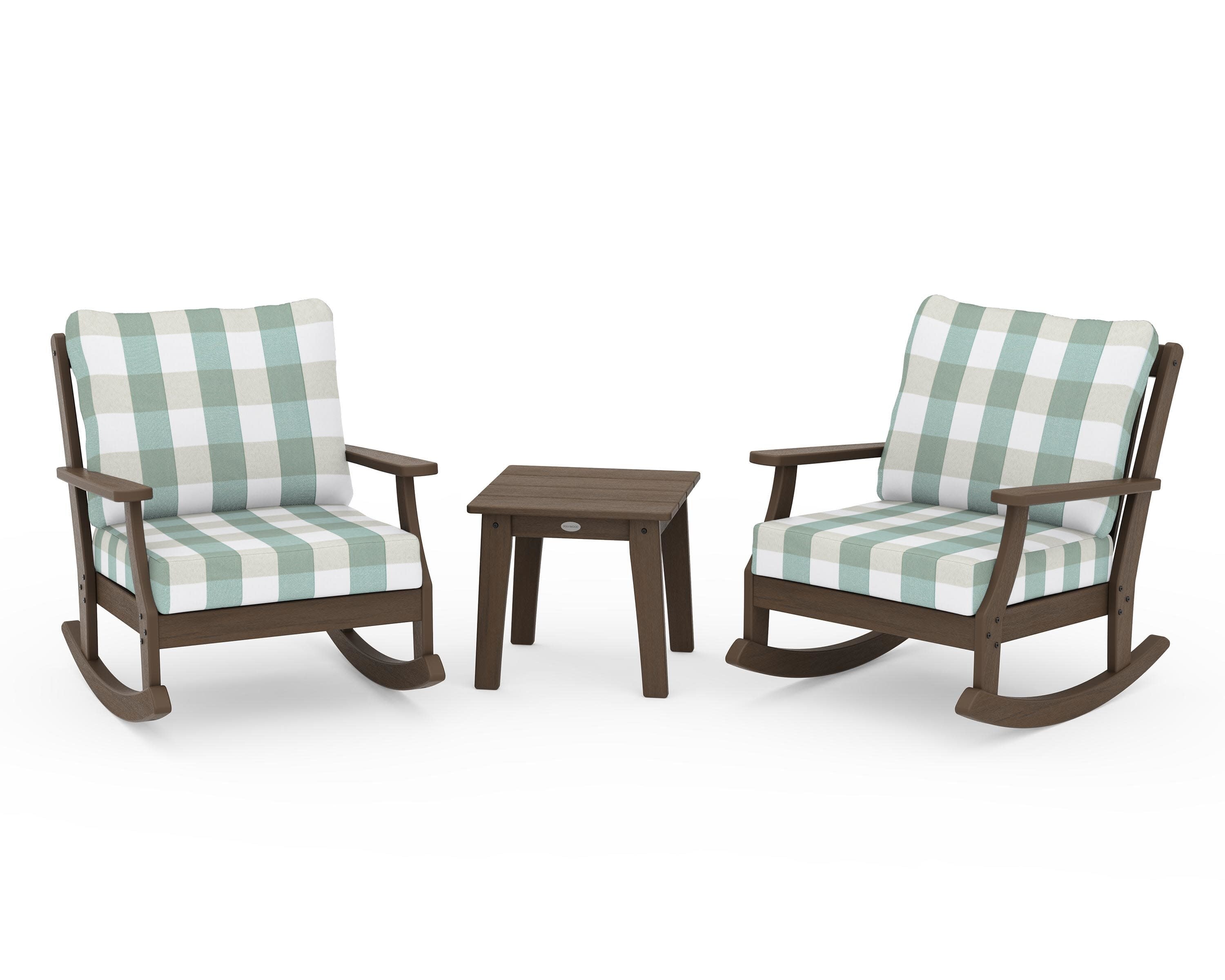 Braxton 3-Piece Deep Seating Rocker Set in Kona / Buffalo Plaid Glacier Spa
