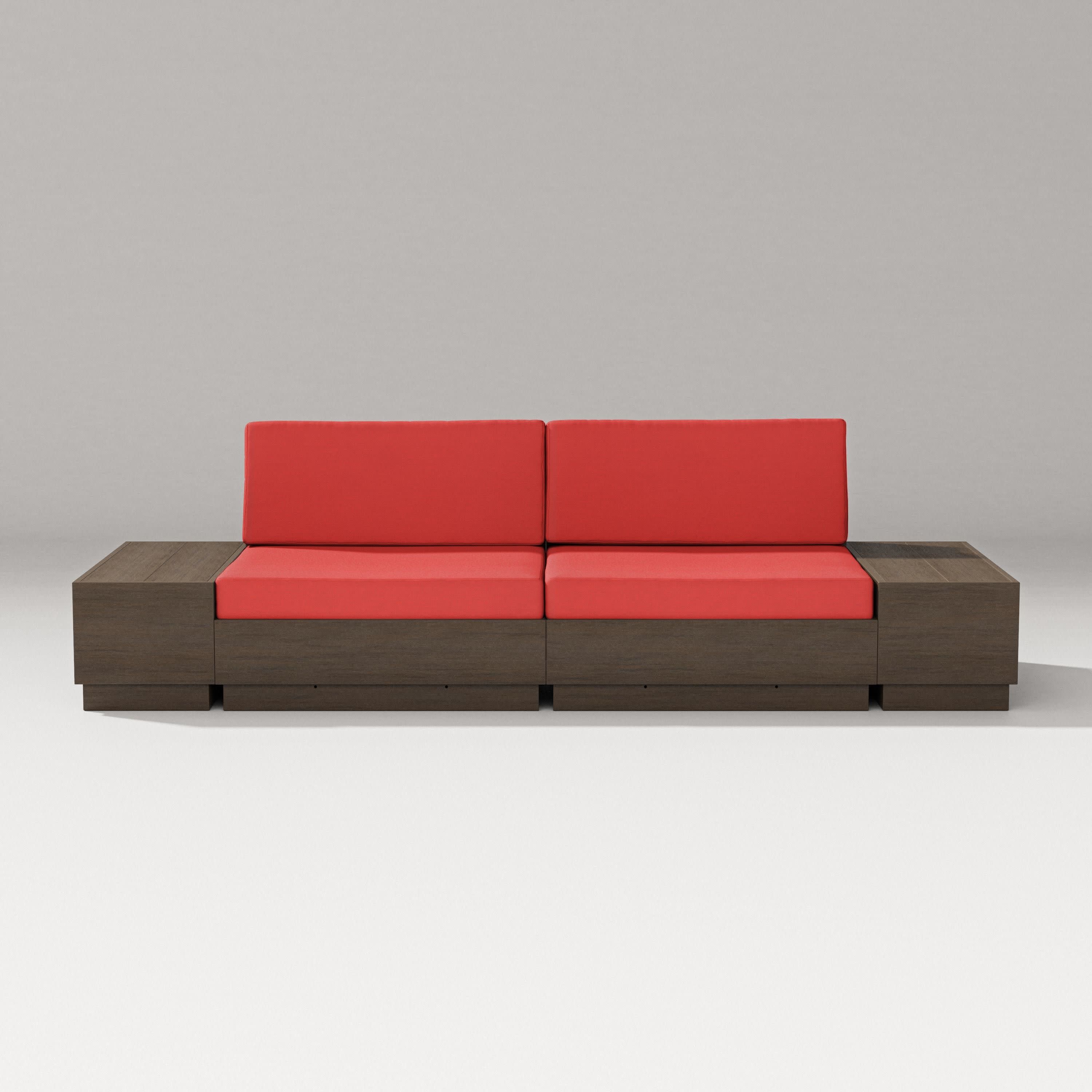 Elevate 4-Piece Loveseat Sectional in Kona / Crimson Linen