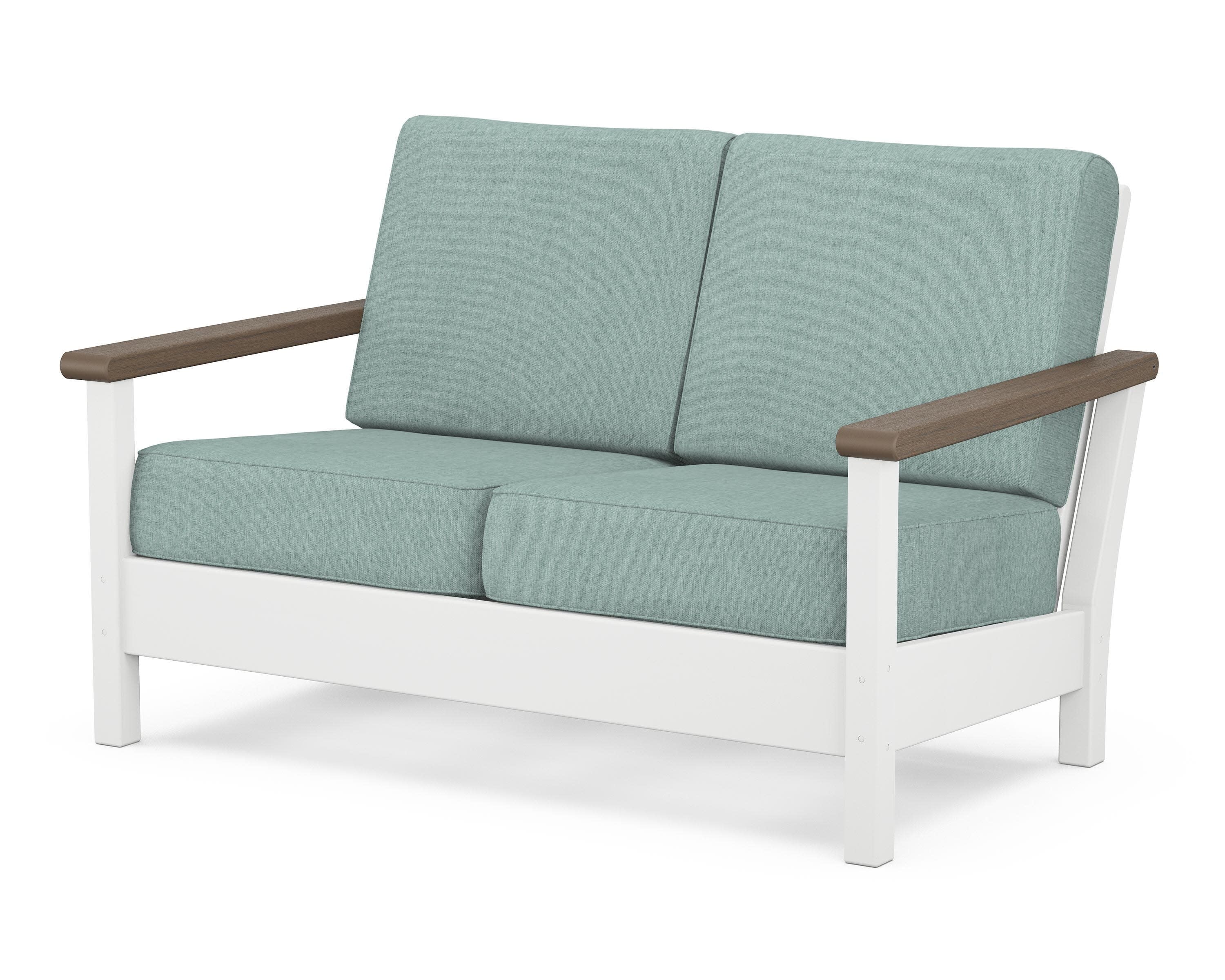 Harbour Deep Seating Loveseat in White / Kona / Glacier Spa