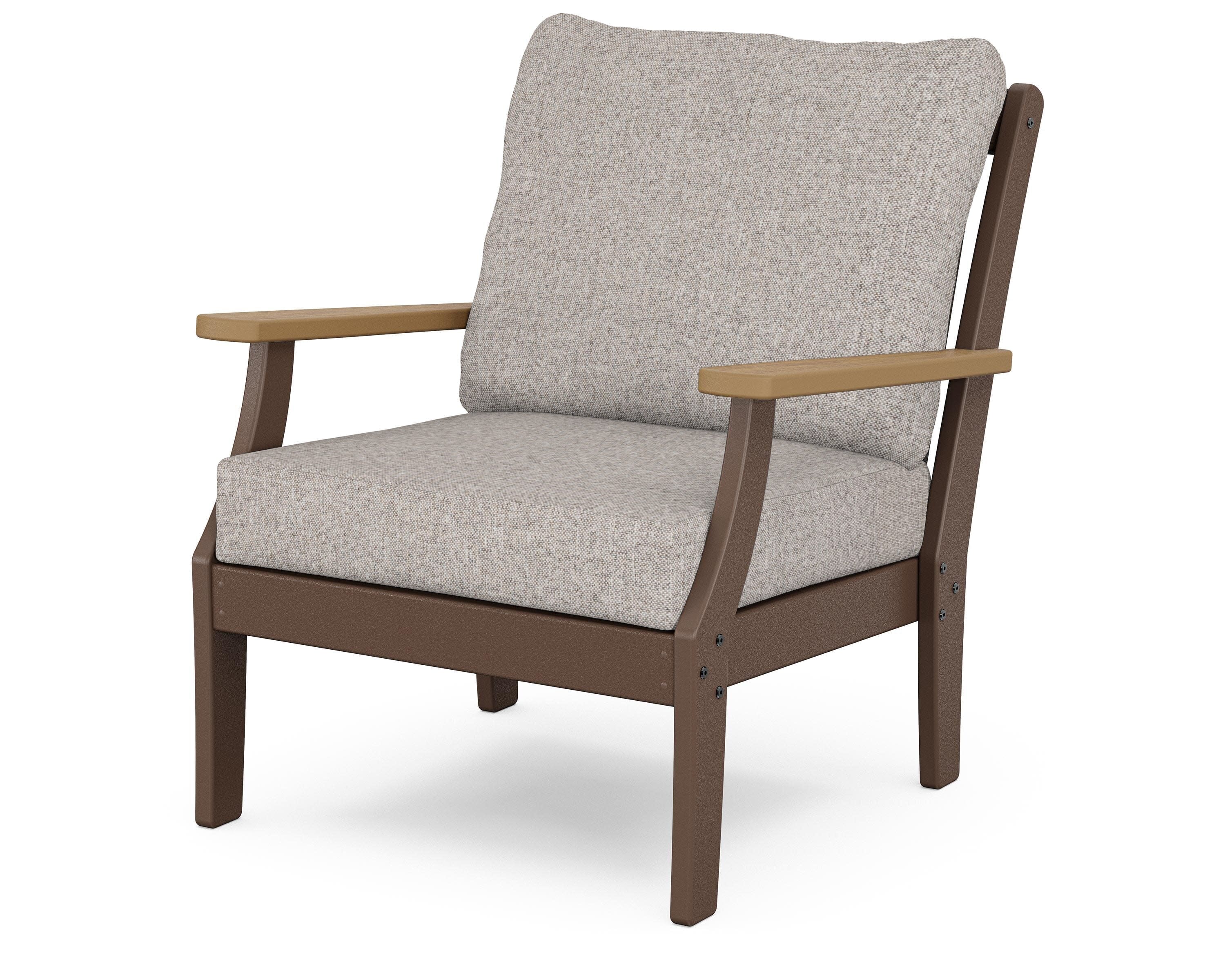 Braxton Deep Seating Chair in Mahogany / Natural / Weathered Tweed
