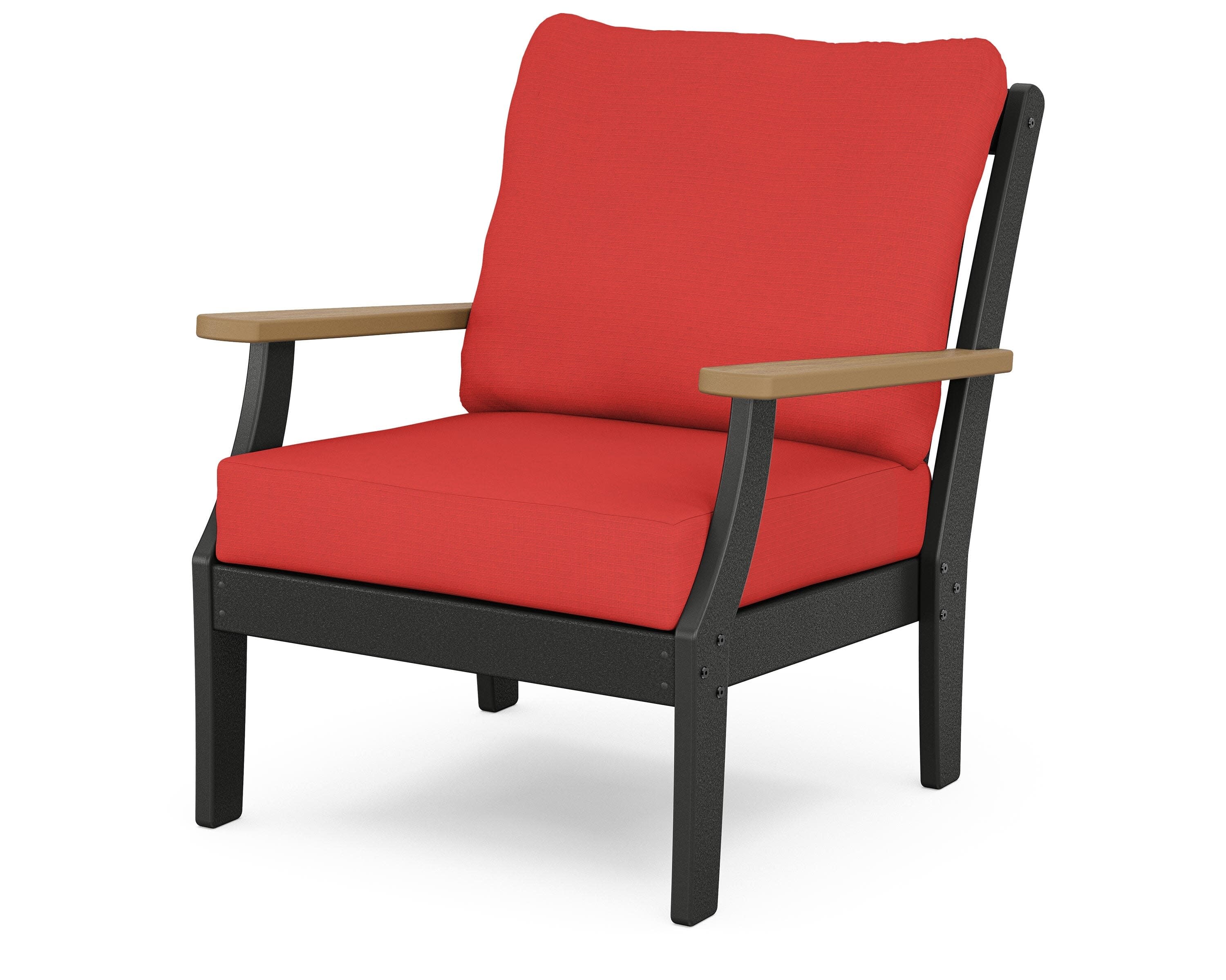Braxton Deep Seating Chair in Black / Natural / Crimson Linen