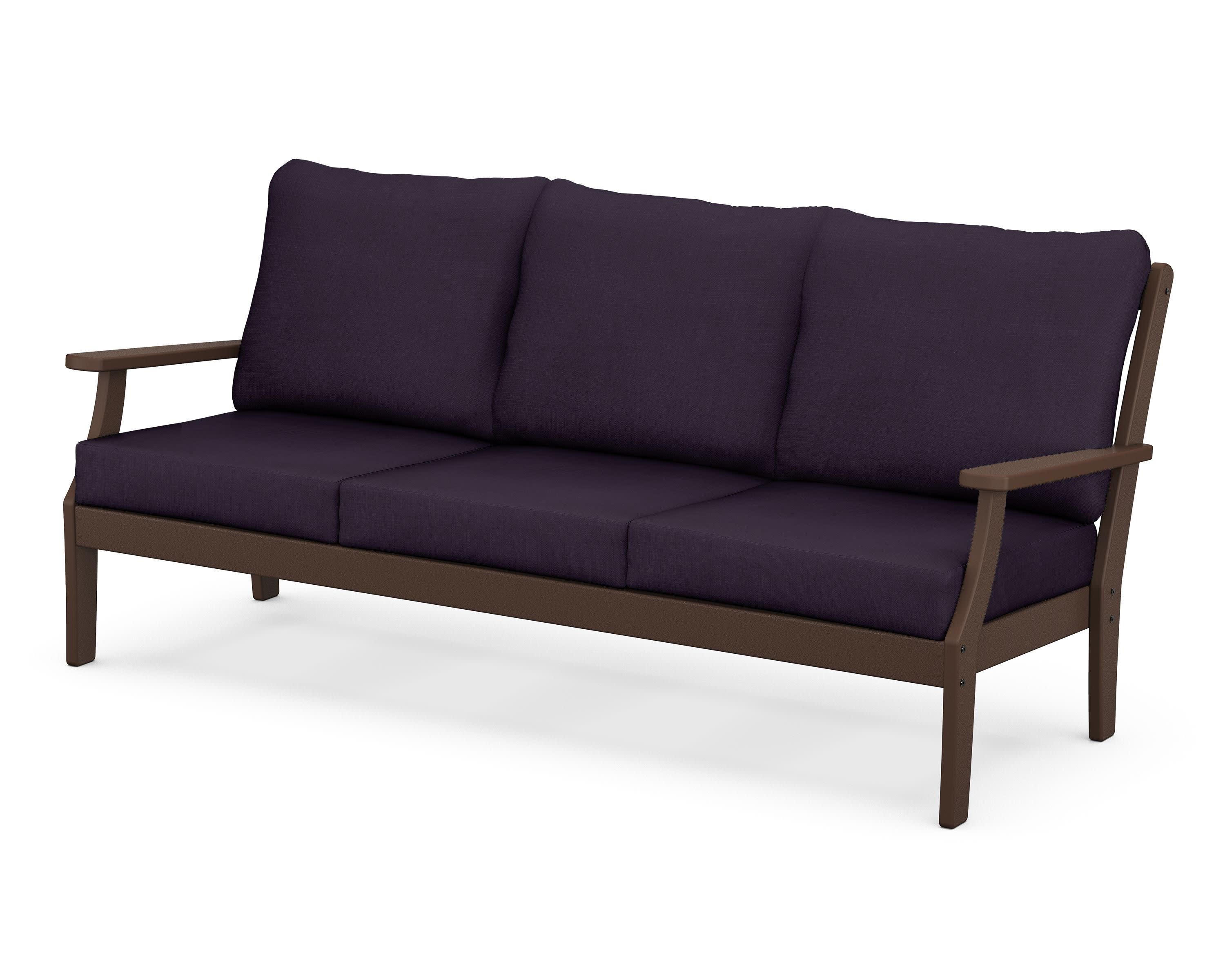 Braxton Deep Seating Sofa in Mahogany / Navy Linen