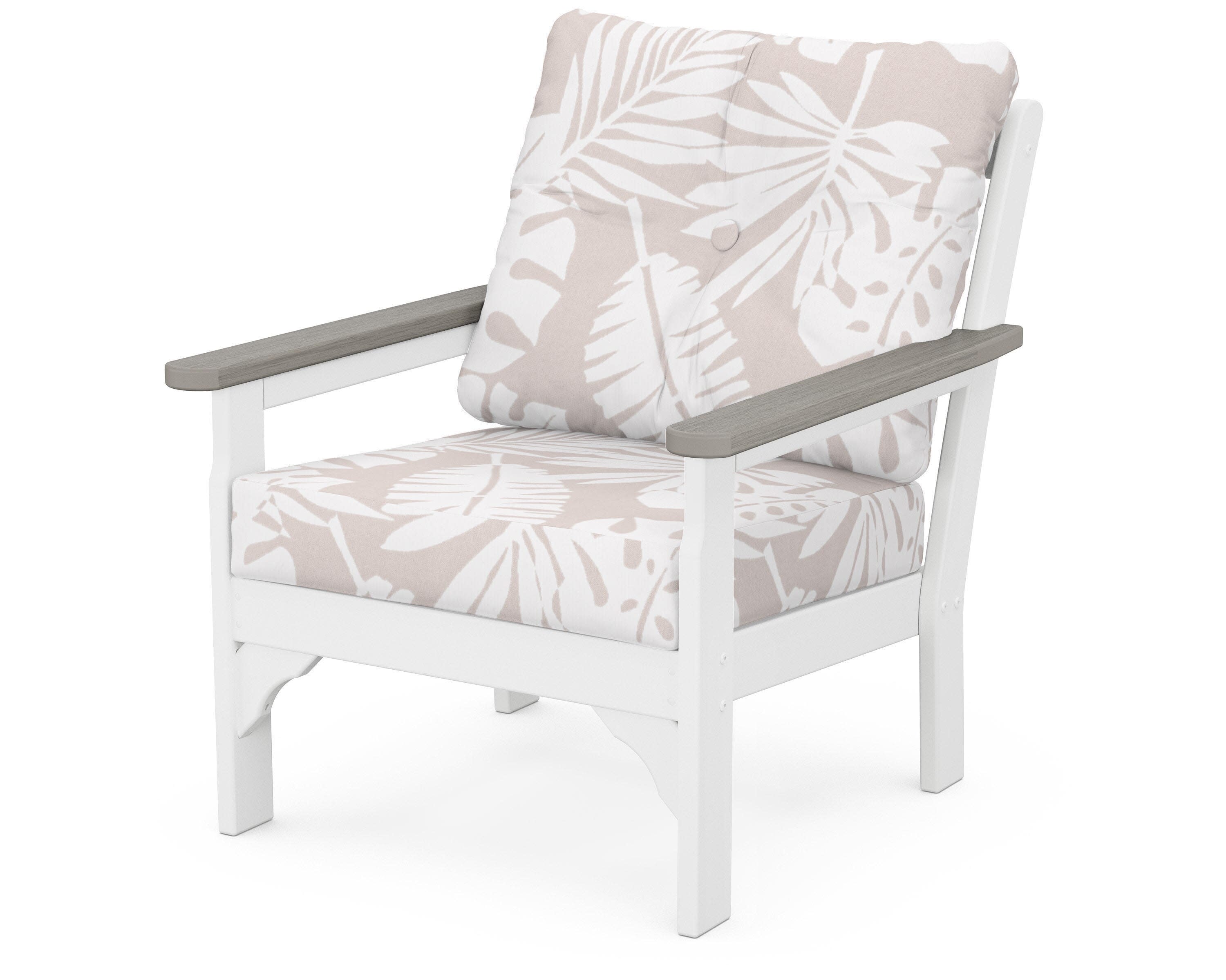 Vineyard Deep Seating Chair in White / Driftwood / Leaf Dune Burlap