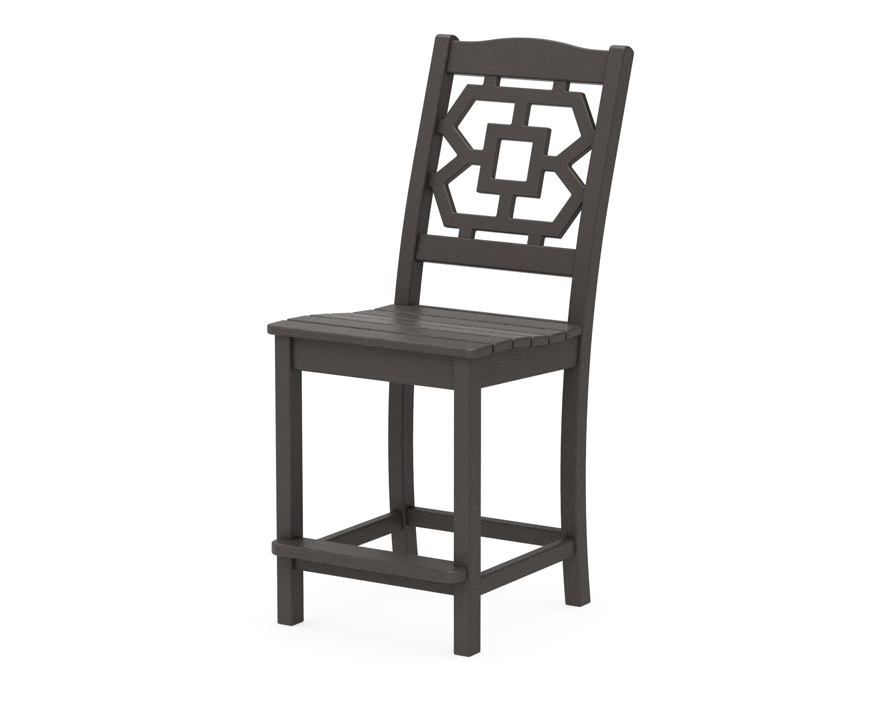 Chinoiserie Counter Side Chair in Vintage Coffee