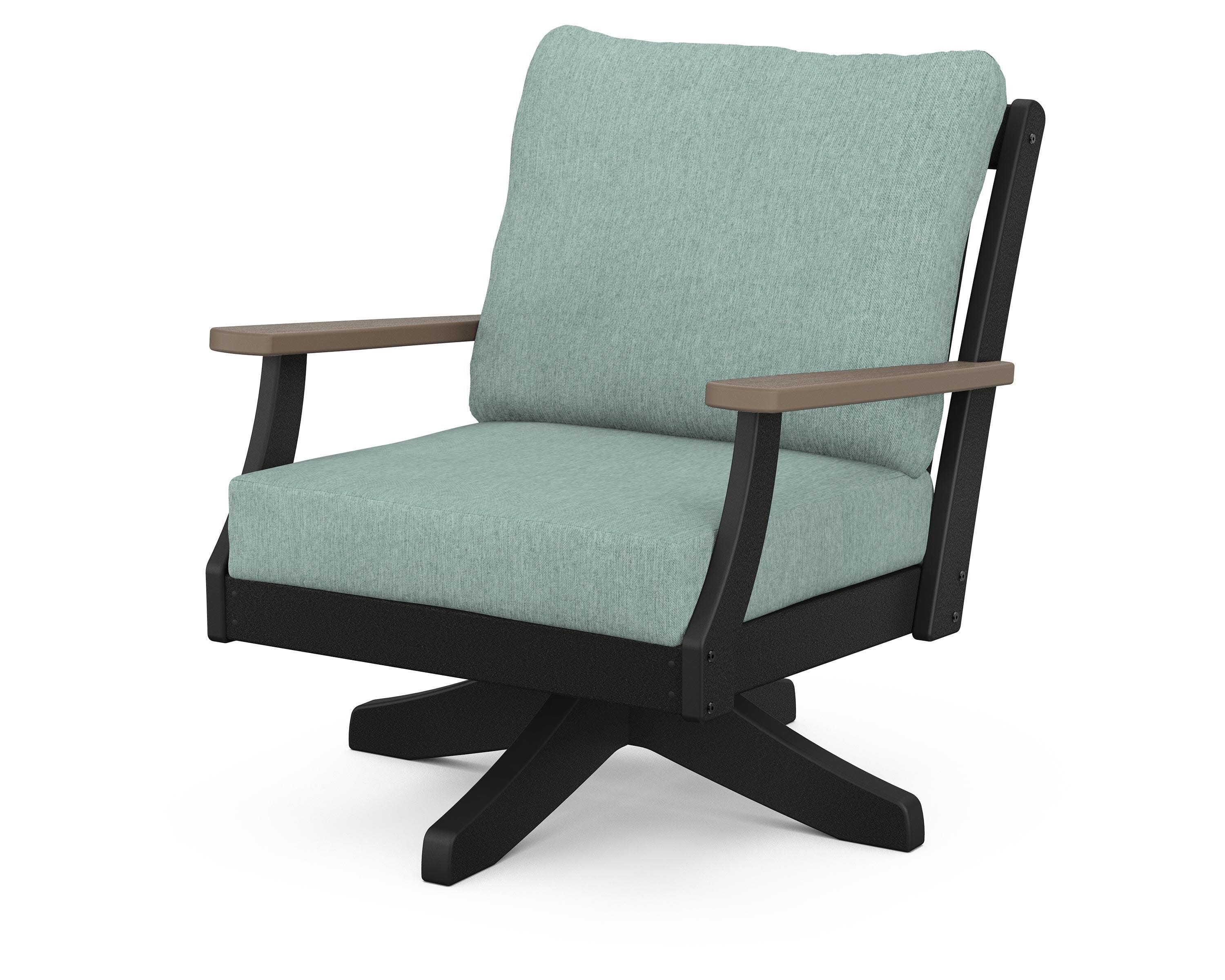 Braxton Deep Seating Swivel Chair in Black / Kona / Glacier Spa